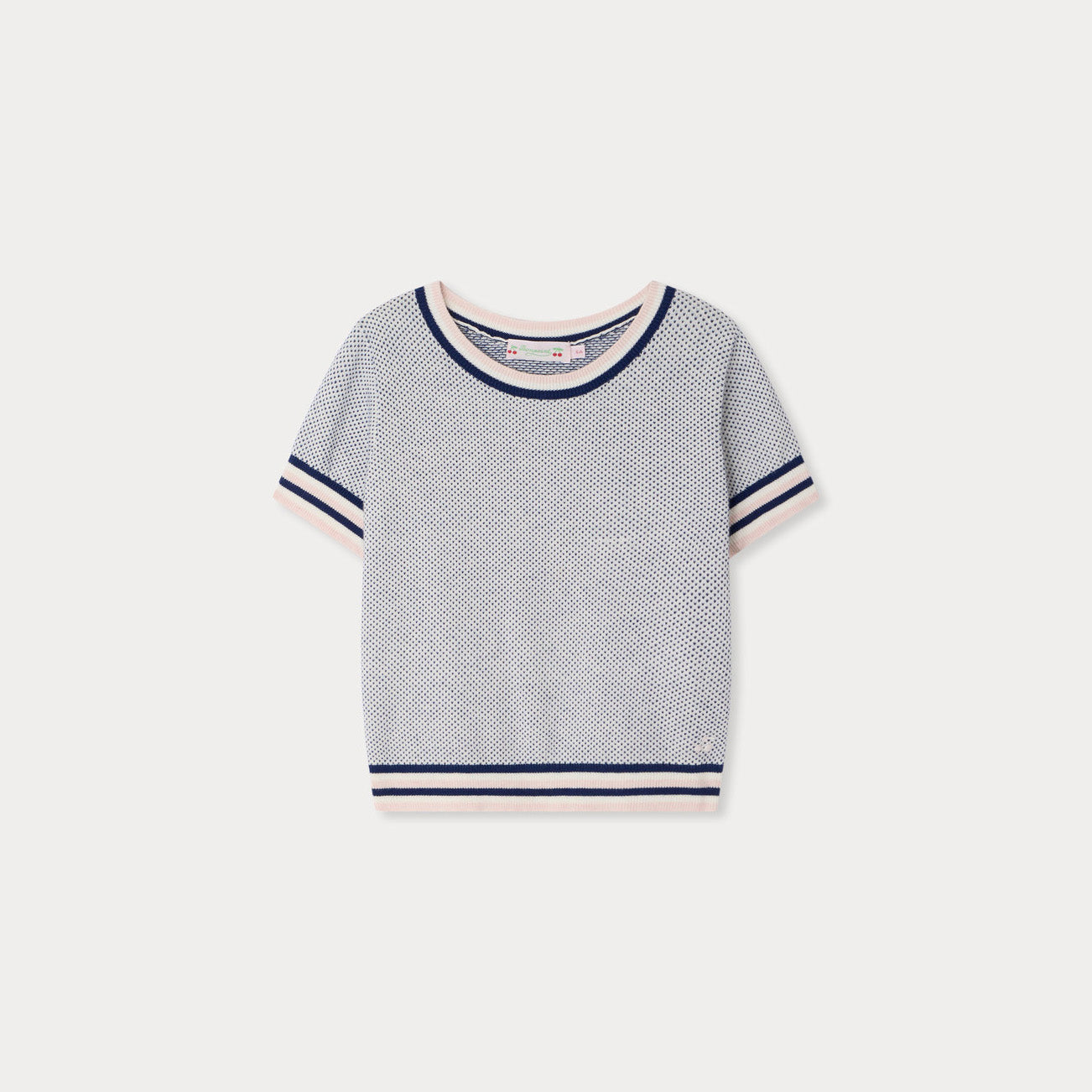 Girls Blue Short Sleeves Cotton Sweater