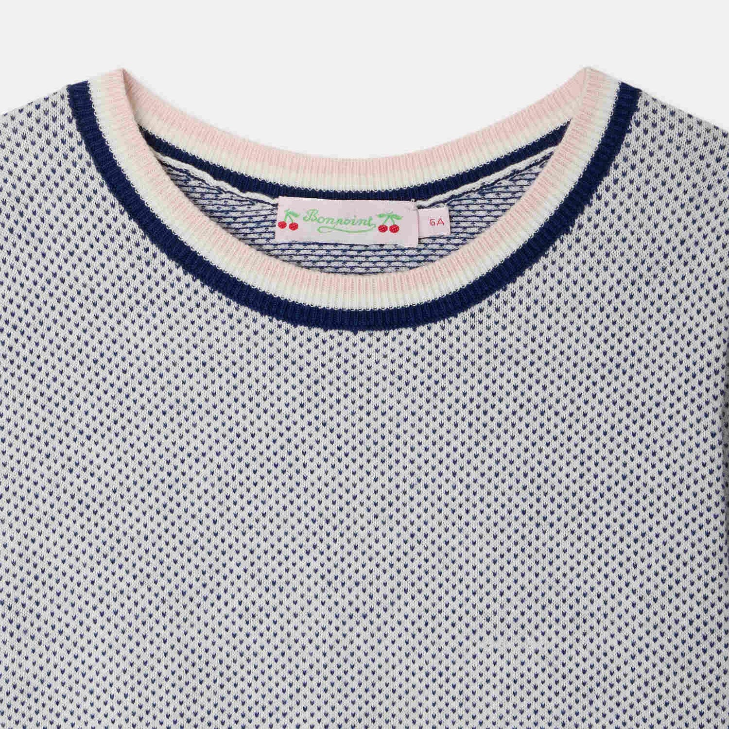 Girls Blue Short Sleeves Cotton Sweater
