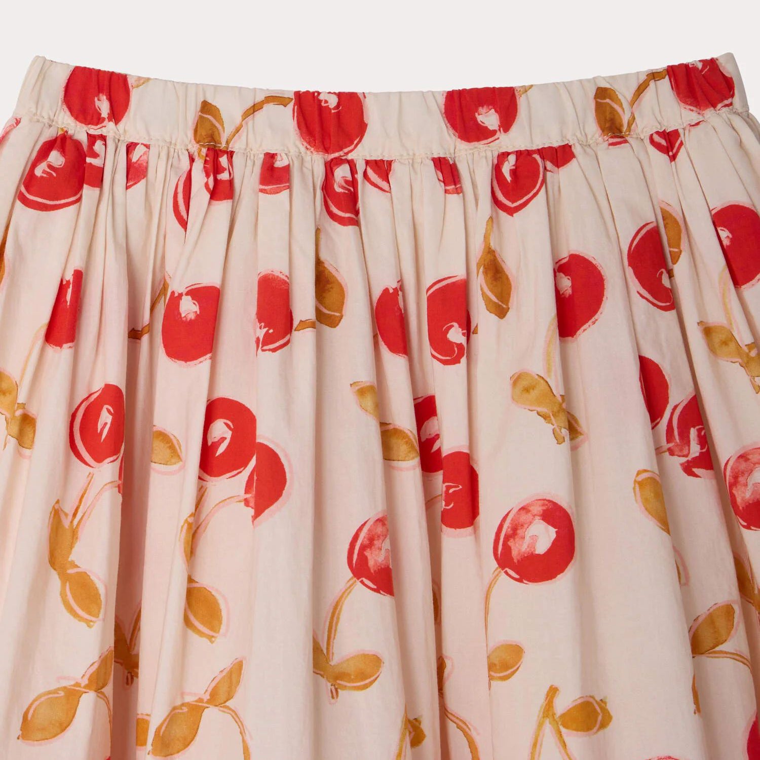 Girls Red Cherry Printed Cotton Skirt