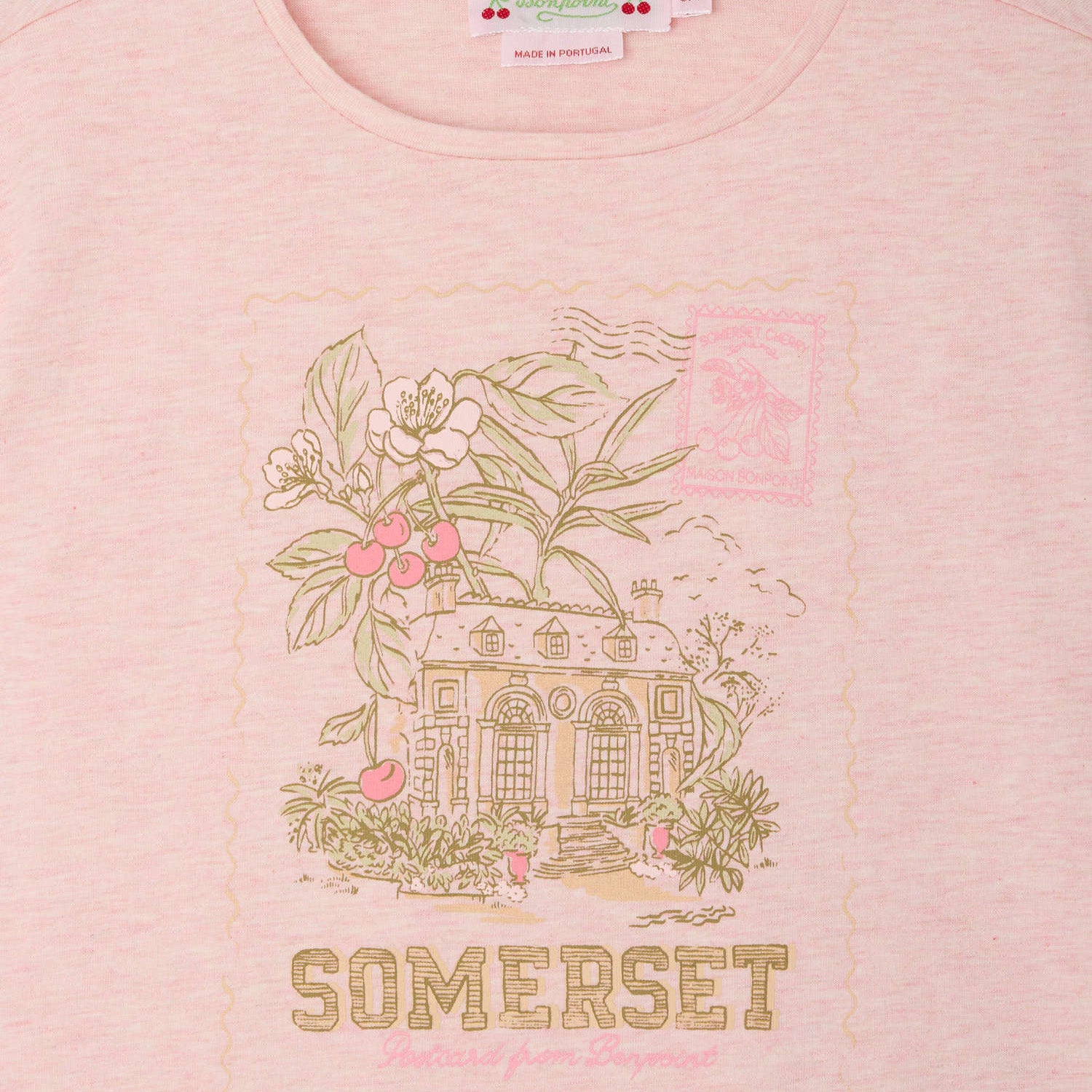 Girls Pink Printed Cotton T-Shirt