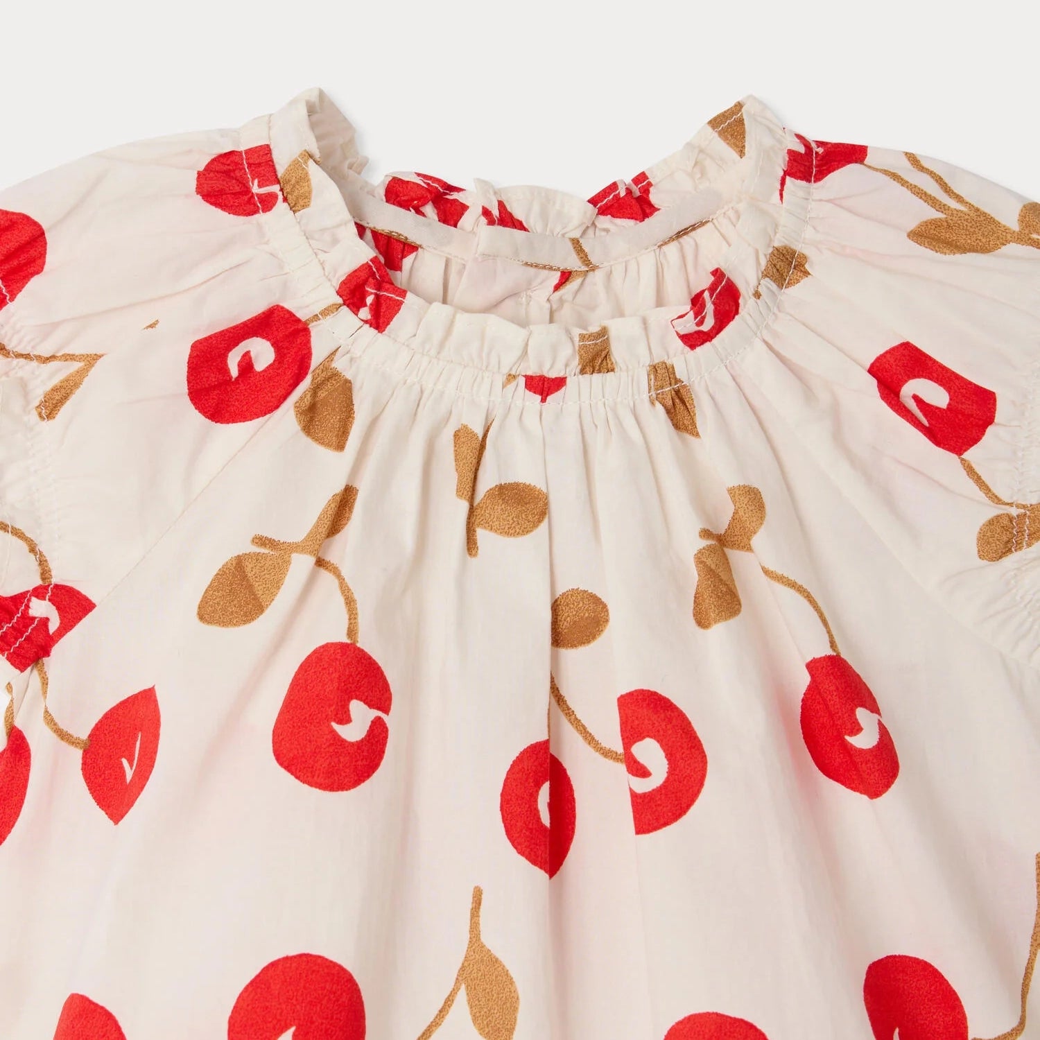 Baby Girls Red Cherry Printed Cotton Blouse
