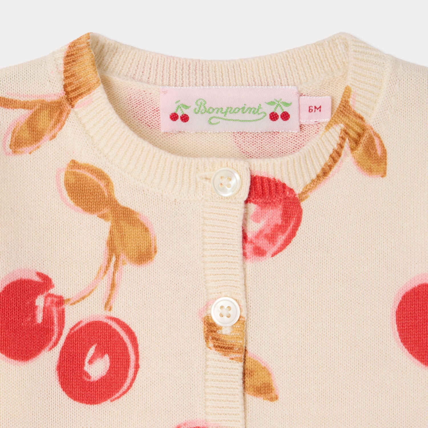 Baby Girls Red Cherry Printed Cotton Cardigan