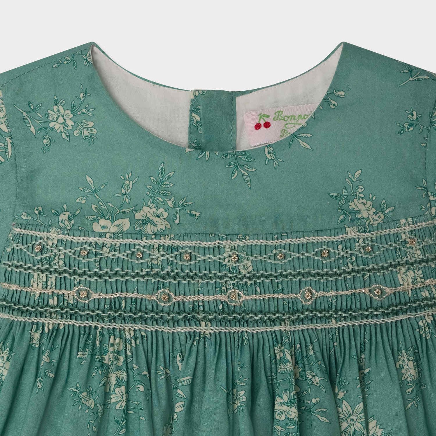 Baby Girls Green Floral Cotton Dress Set