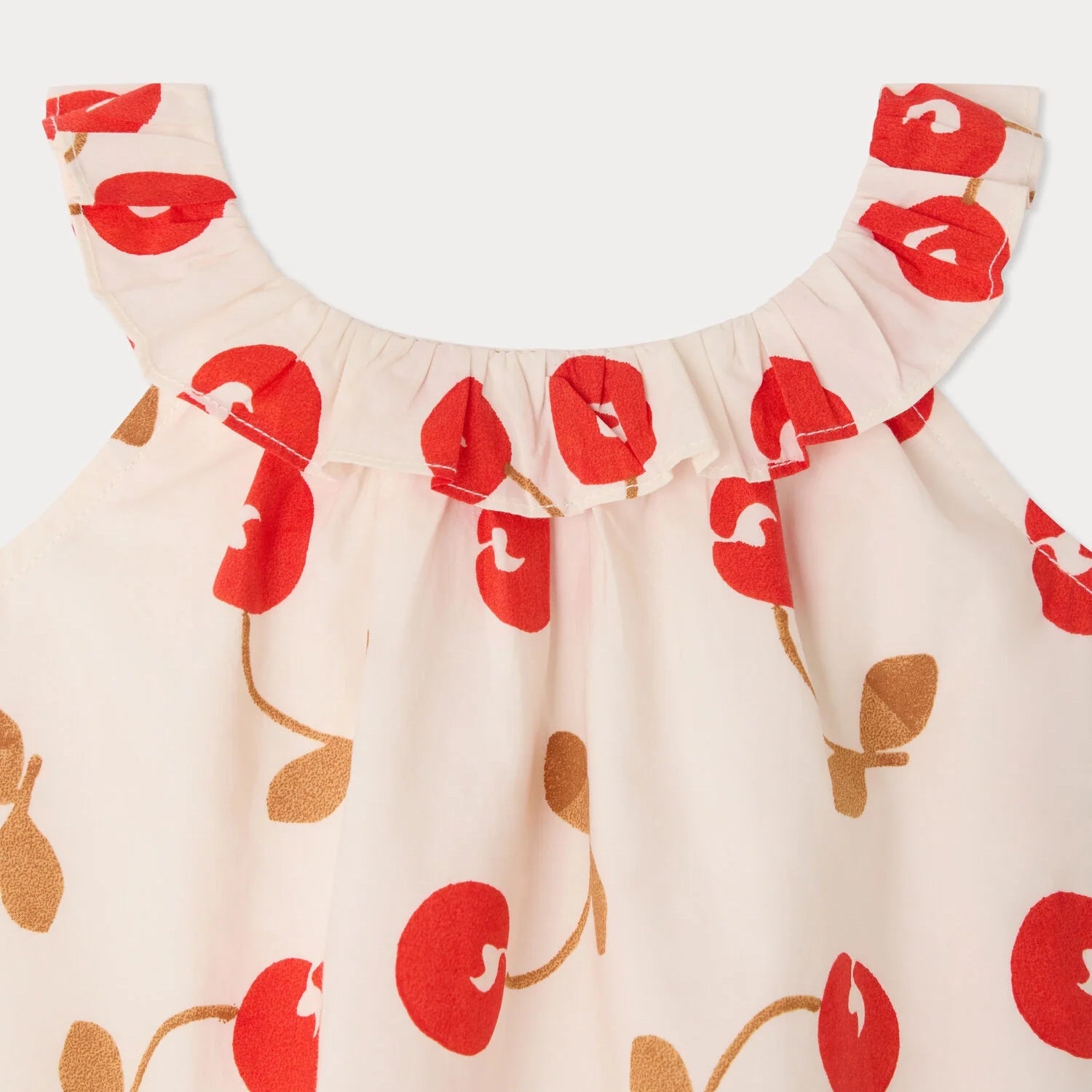 Baby Girls Red Cherry Printed Cotton Dress