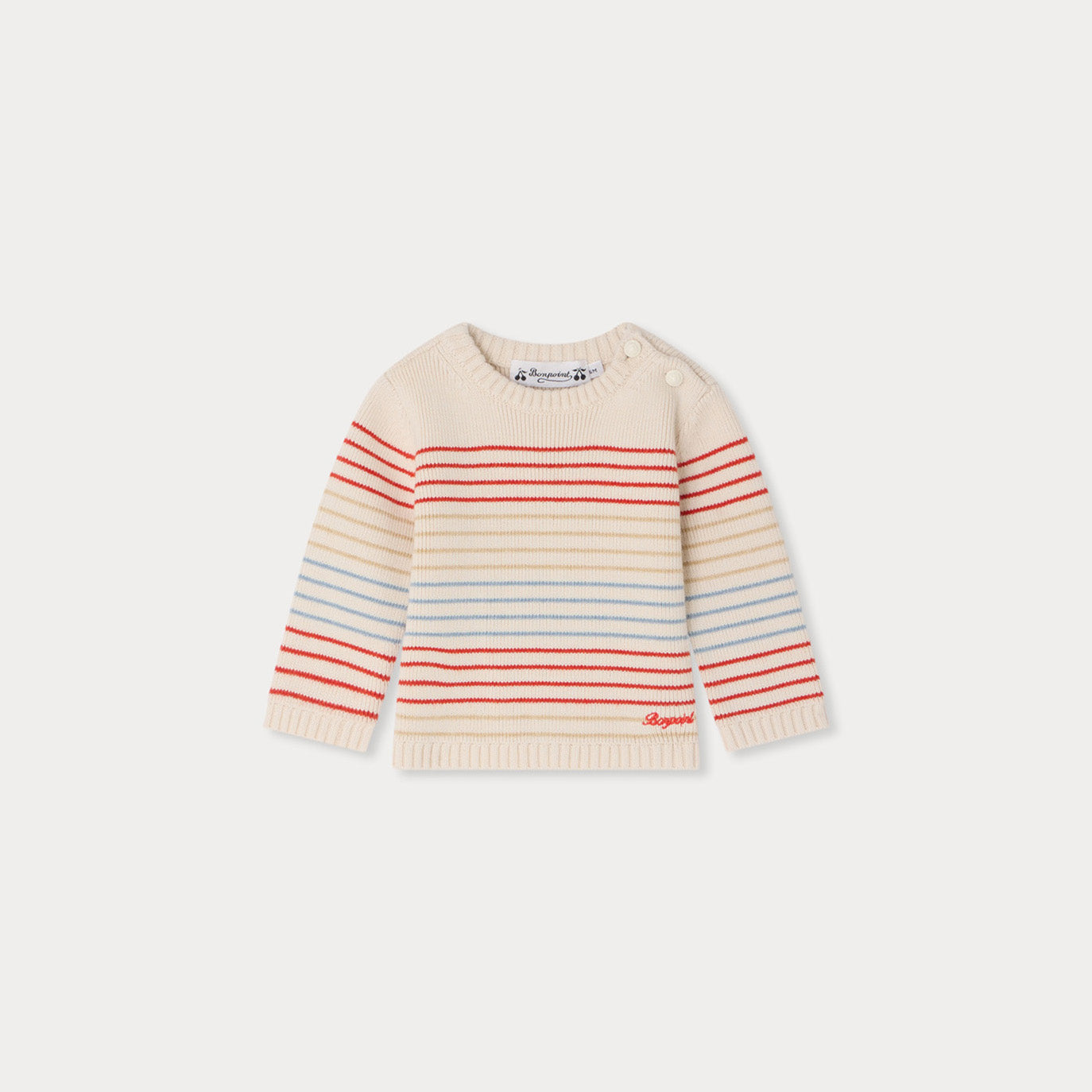 Baby Boys & Girls White Stripes Cotton Sweater