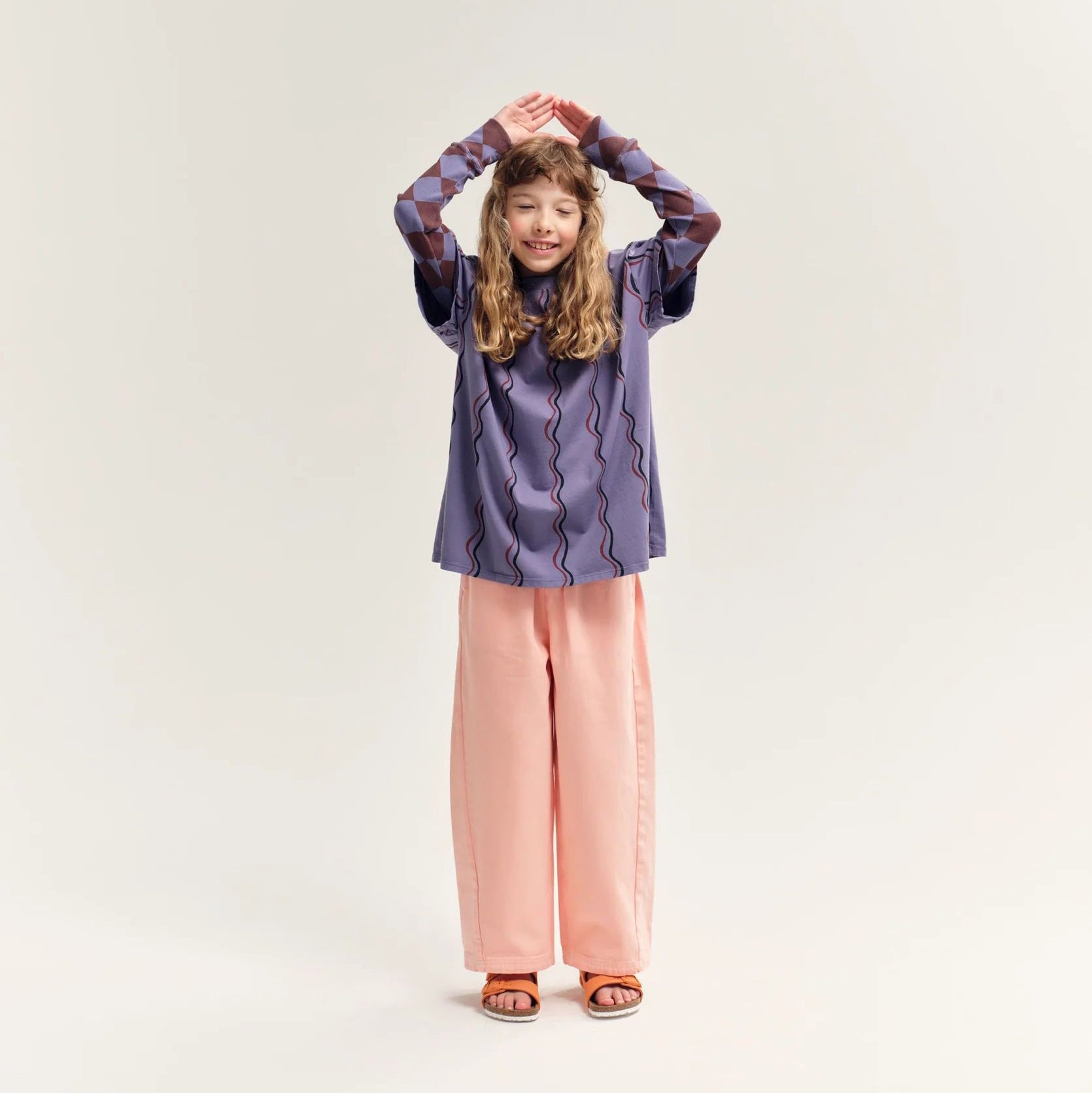 Boys & Girls Purple Check Cotton T-Shirt