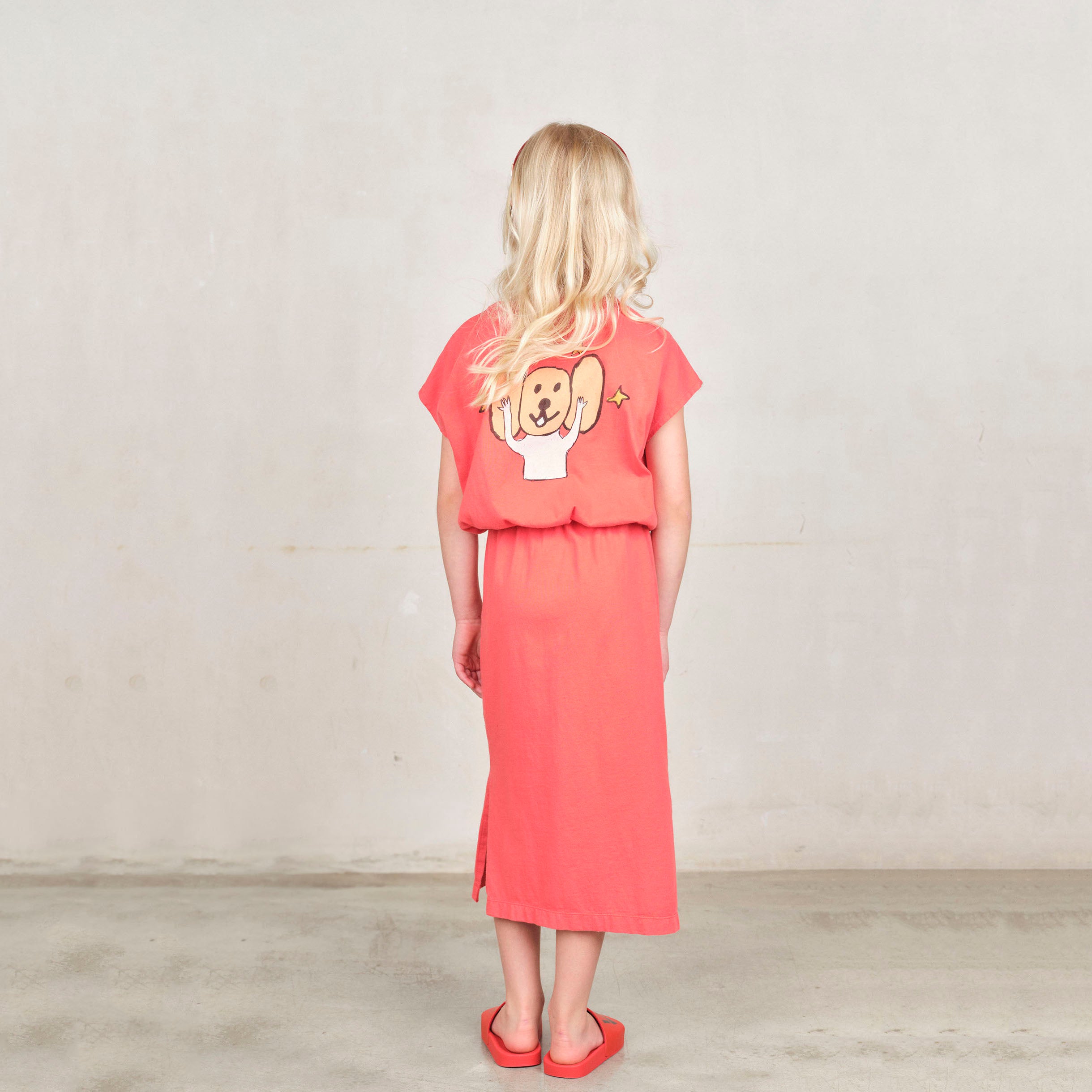 Girls Red Logo Cotton Dress