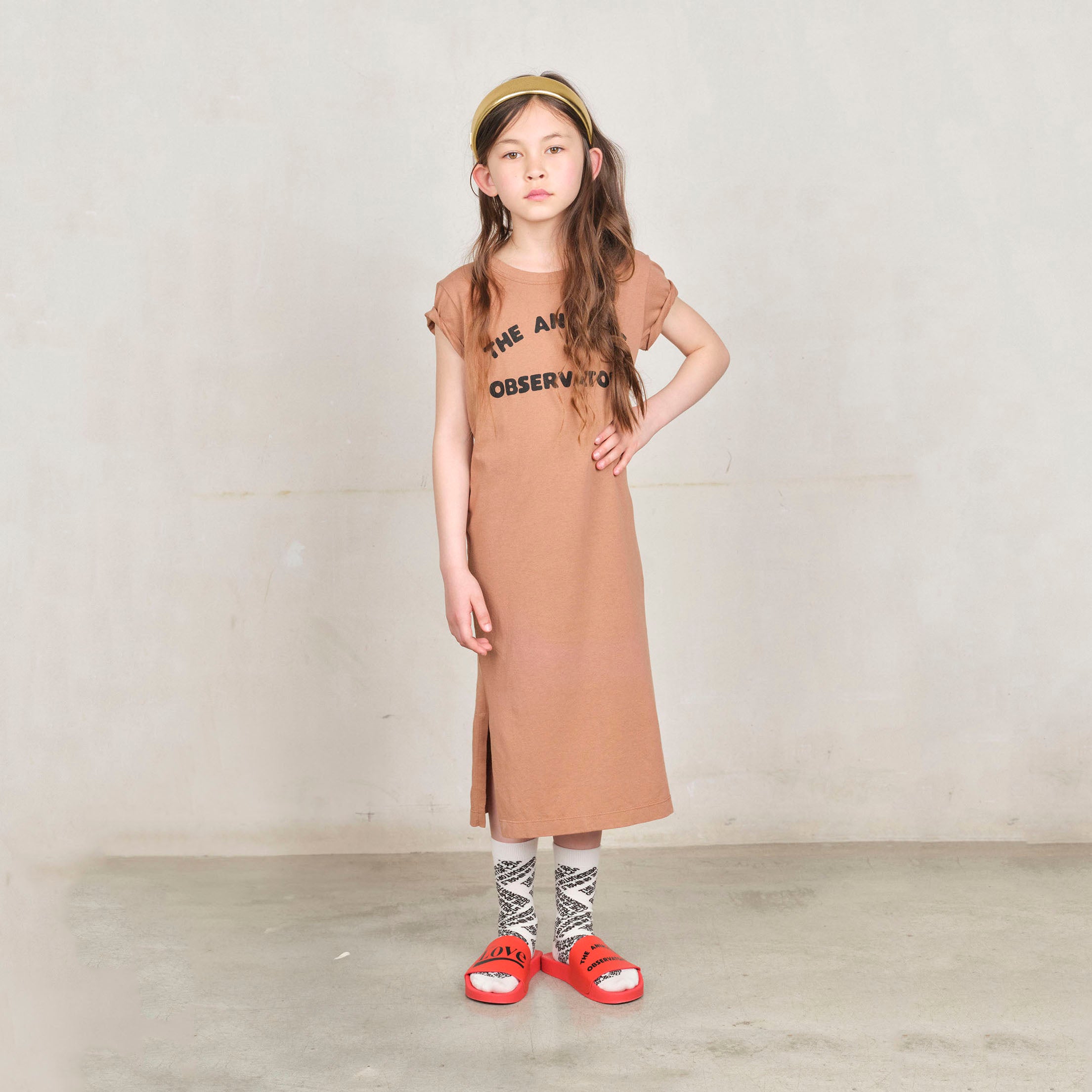 Girls Brown Logo Cotton Dress