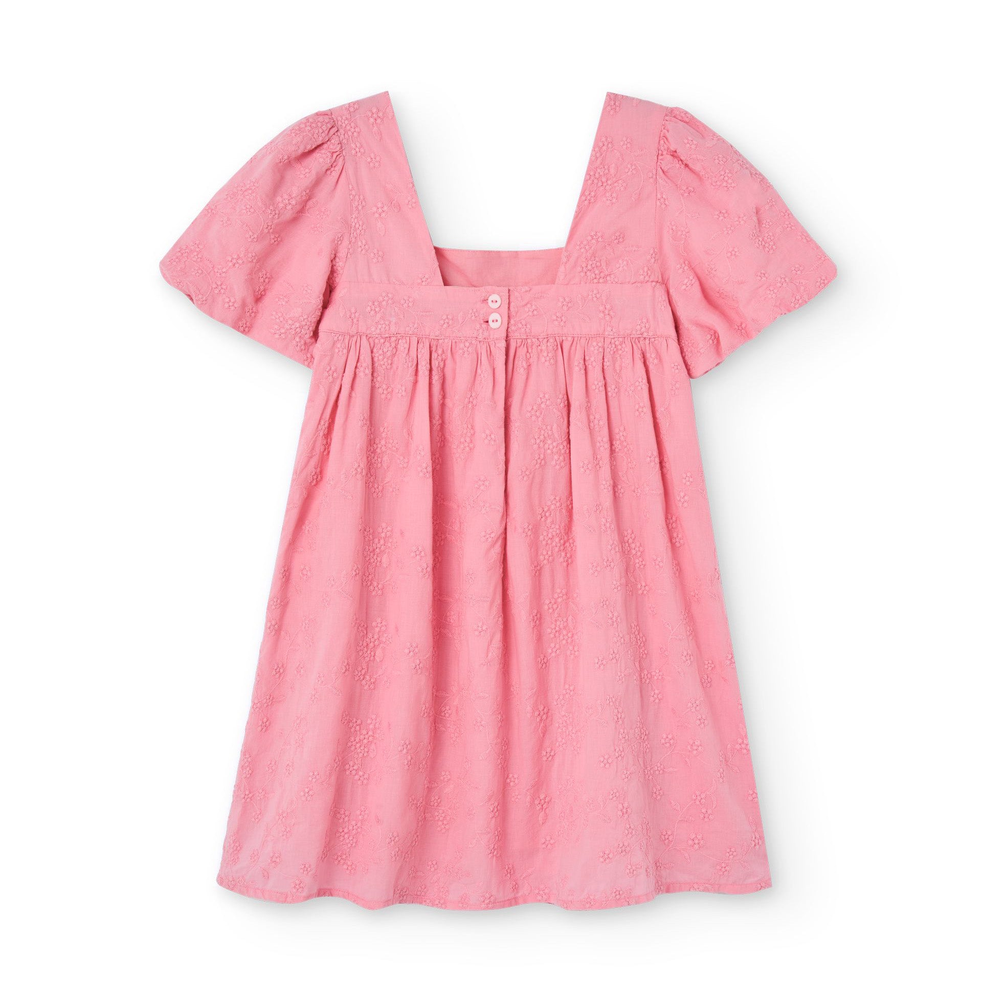 Girls Pink Embroidered Cotton Dress