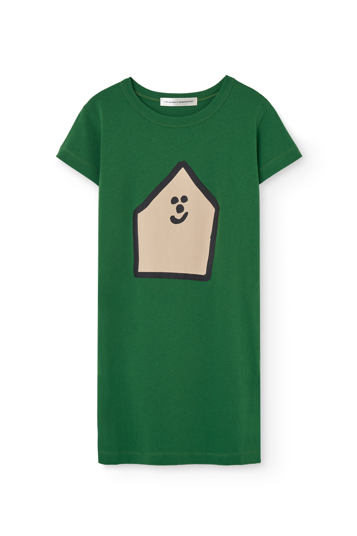 Girls Green Printed Cotton Dress