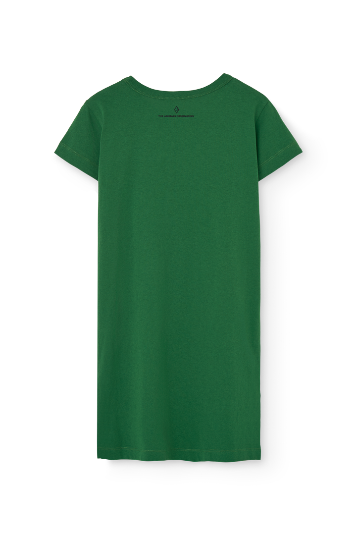Girls Green Printed Cotton Dress