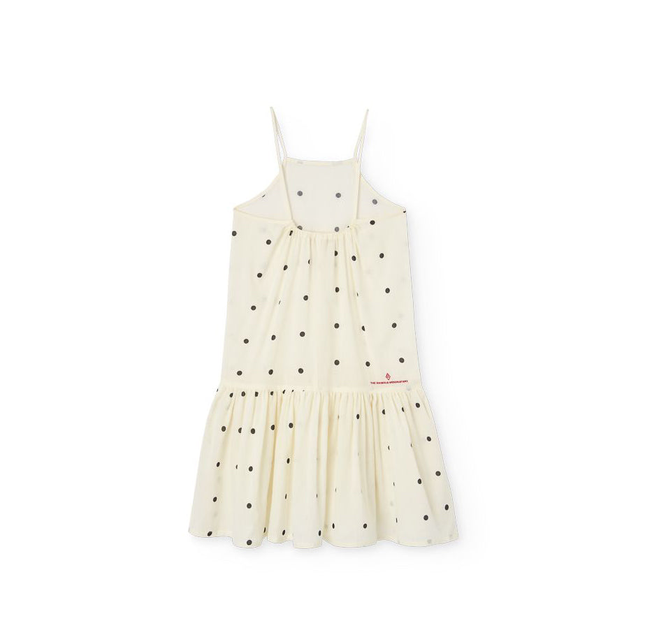 Girls White Dots Cotton Strap Dress