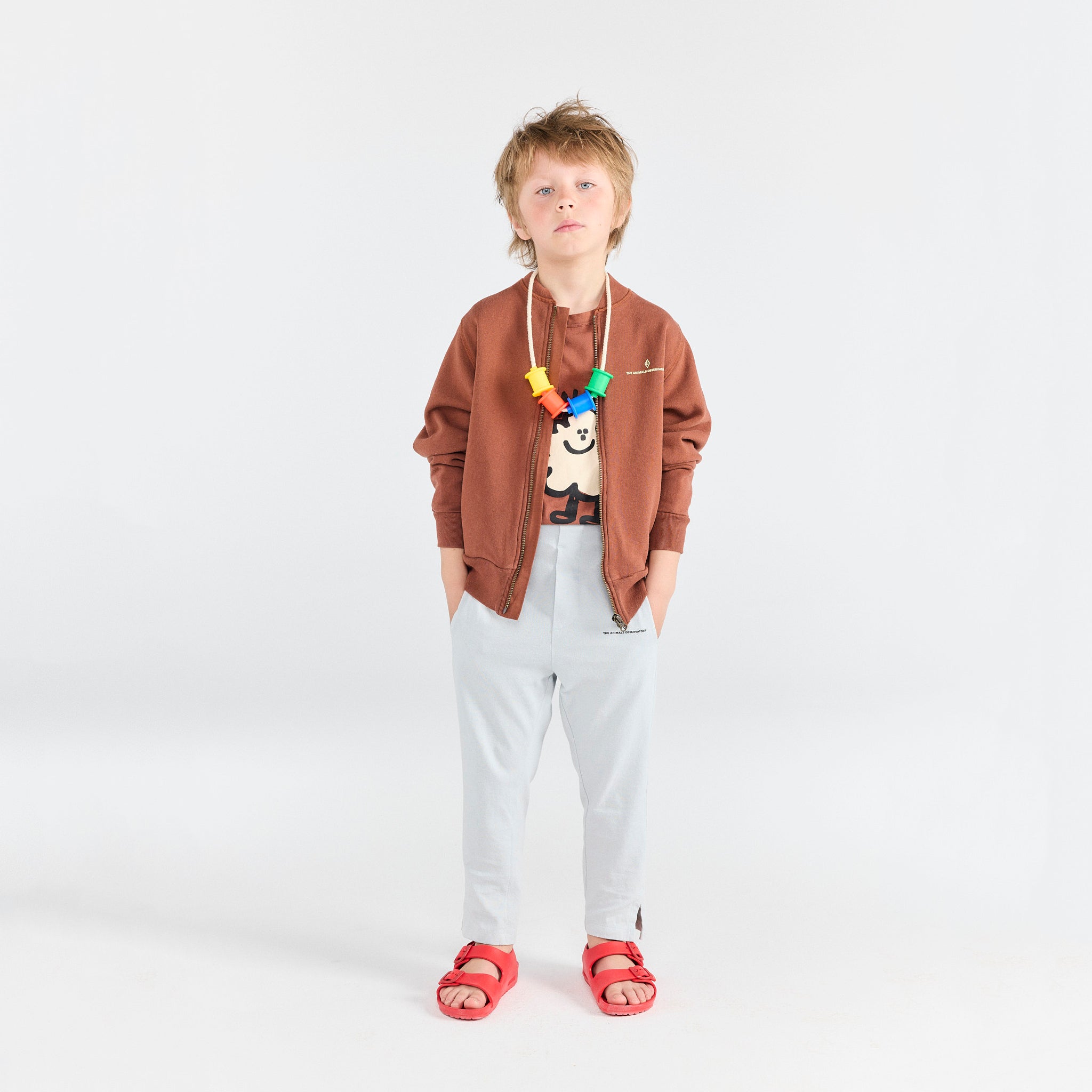 Boys & Girls Brown Cotton Zip-Up Jacket