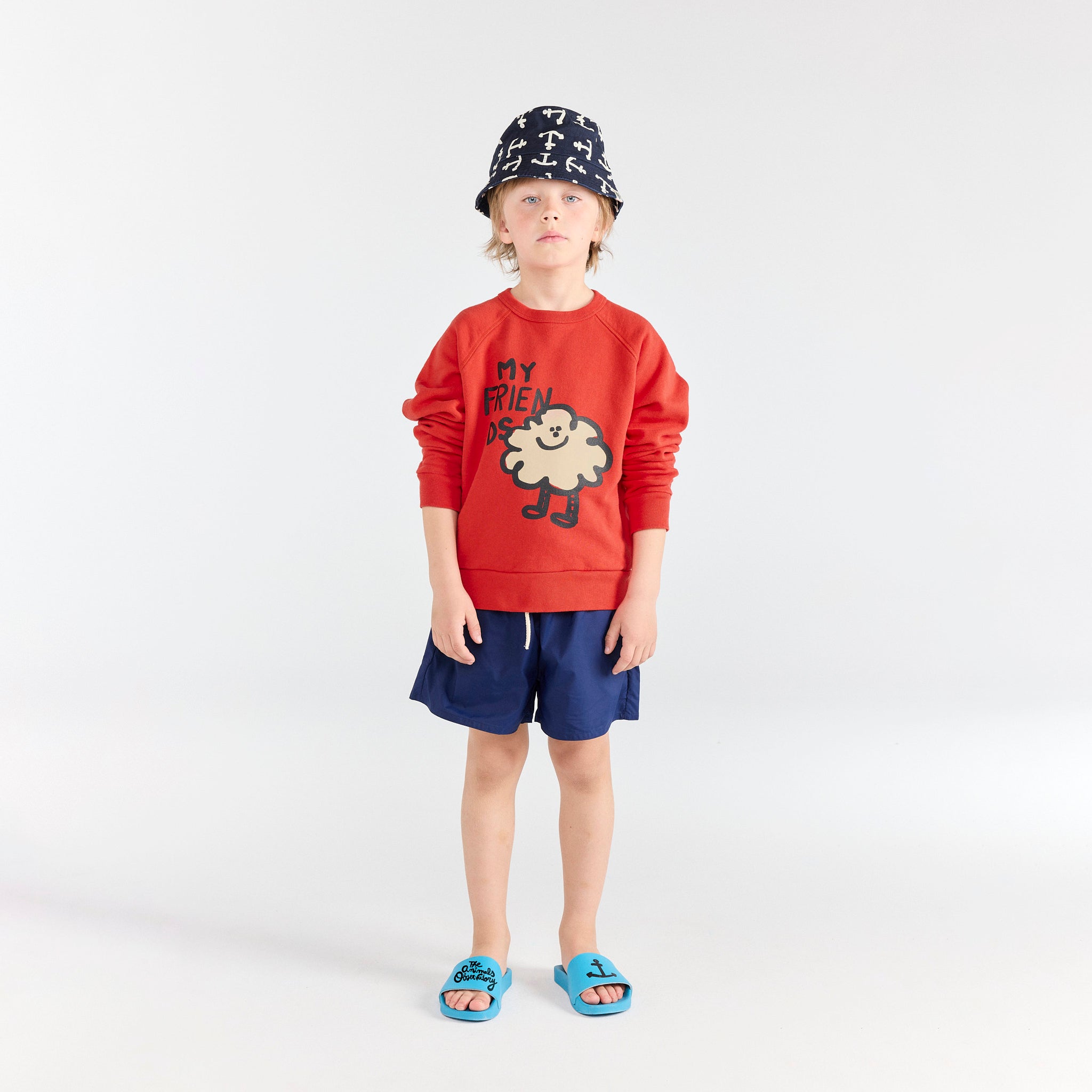Boys & Girls Red Printed Cotton Sweatshirt