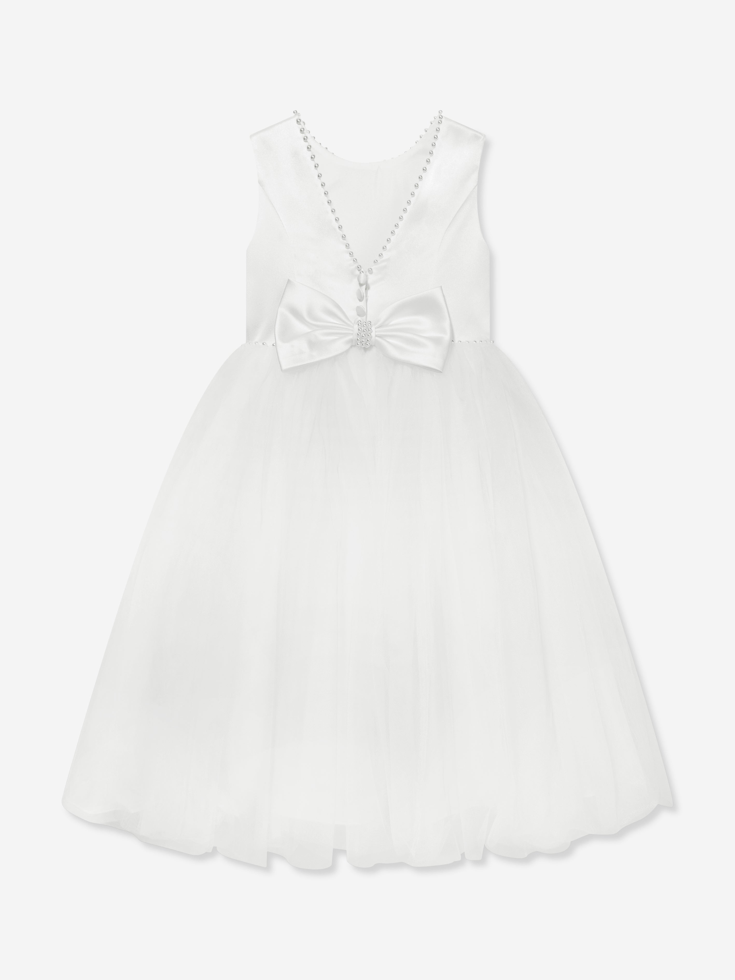 Sarah Louise Girls Ceremonial Ballerina Length Dress in Ivory