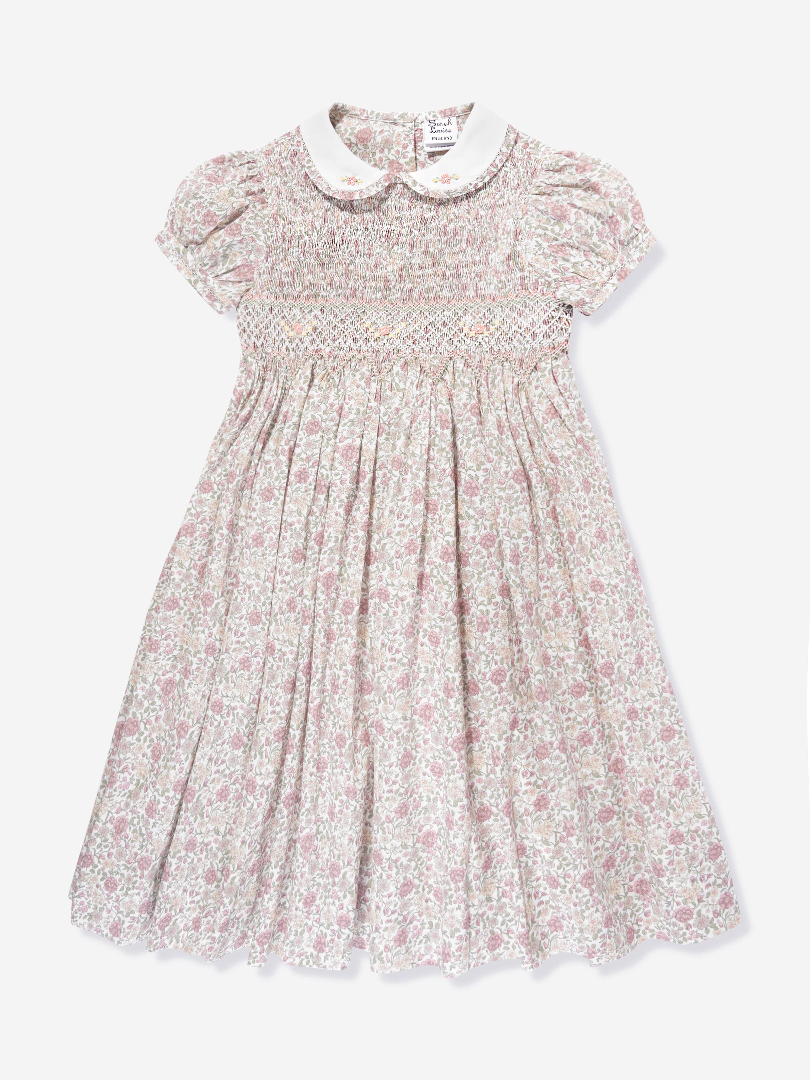 Sarah Louise Girls Floral Cotton Dress in Multicolour
