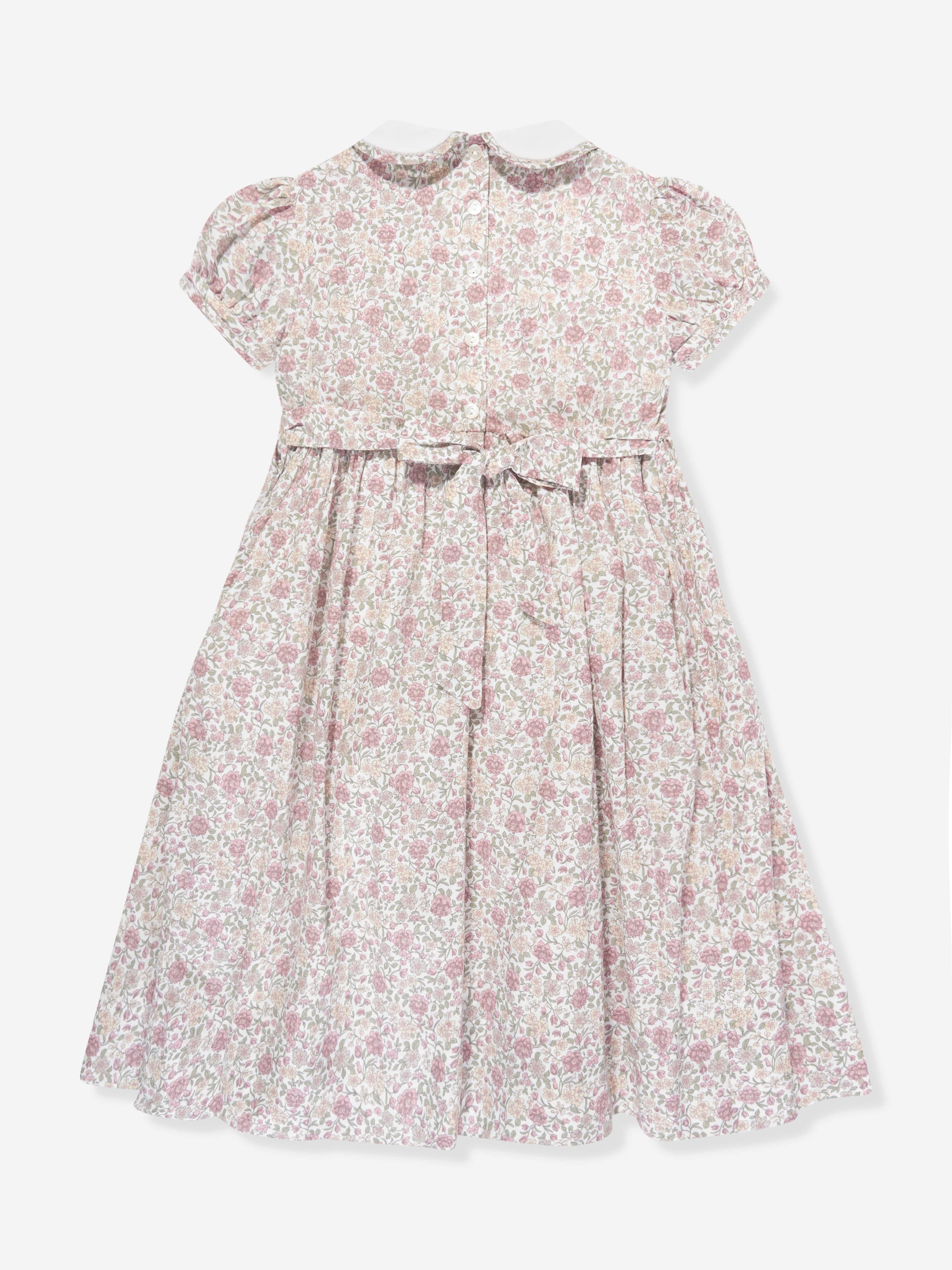 Sarah Louise Girls Floral Cotton Dress in Multicolour