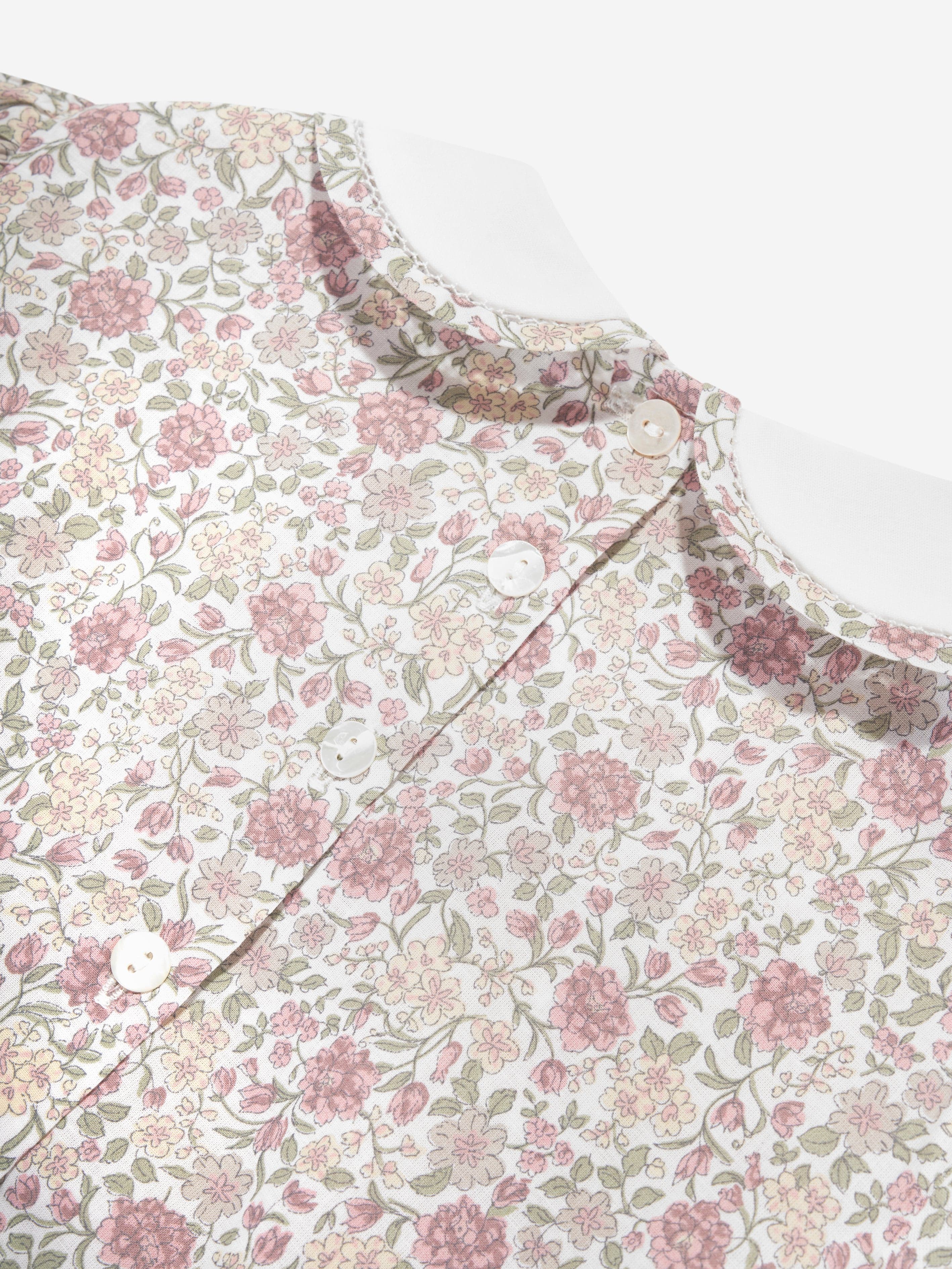 Sarah Louise Girls Floral Cotton Dress in Multicolour