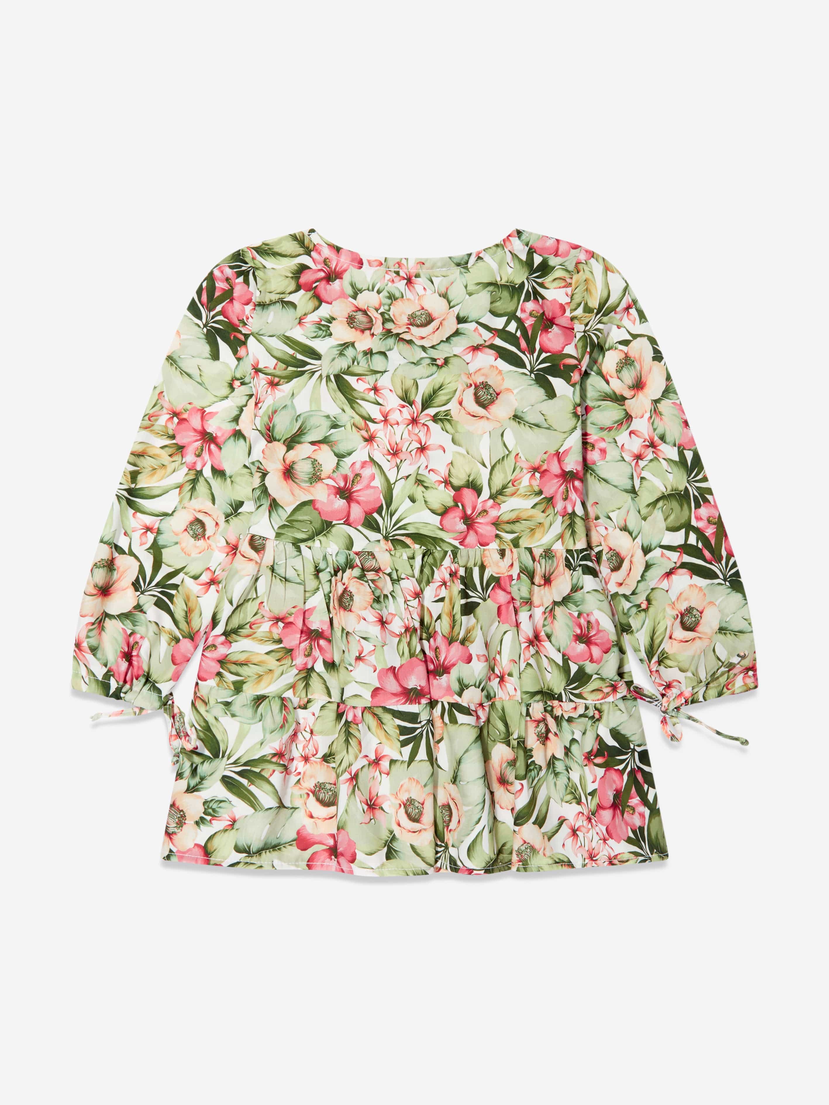 Selini Action Girls Floral Dress in White
