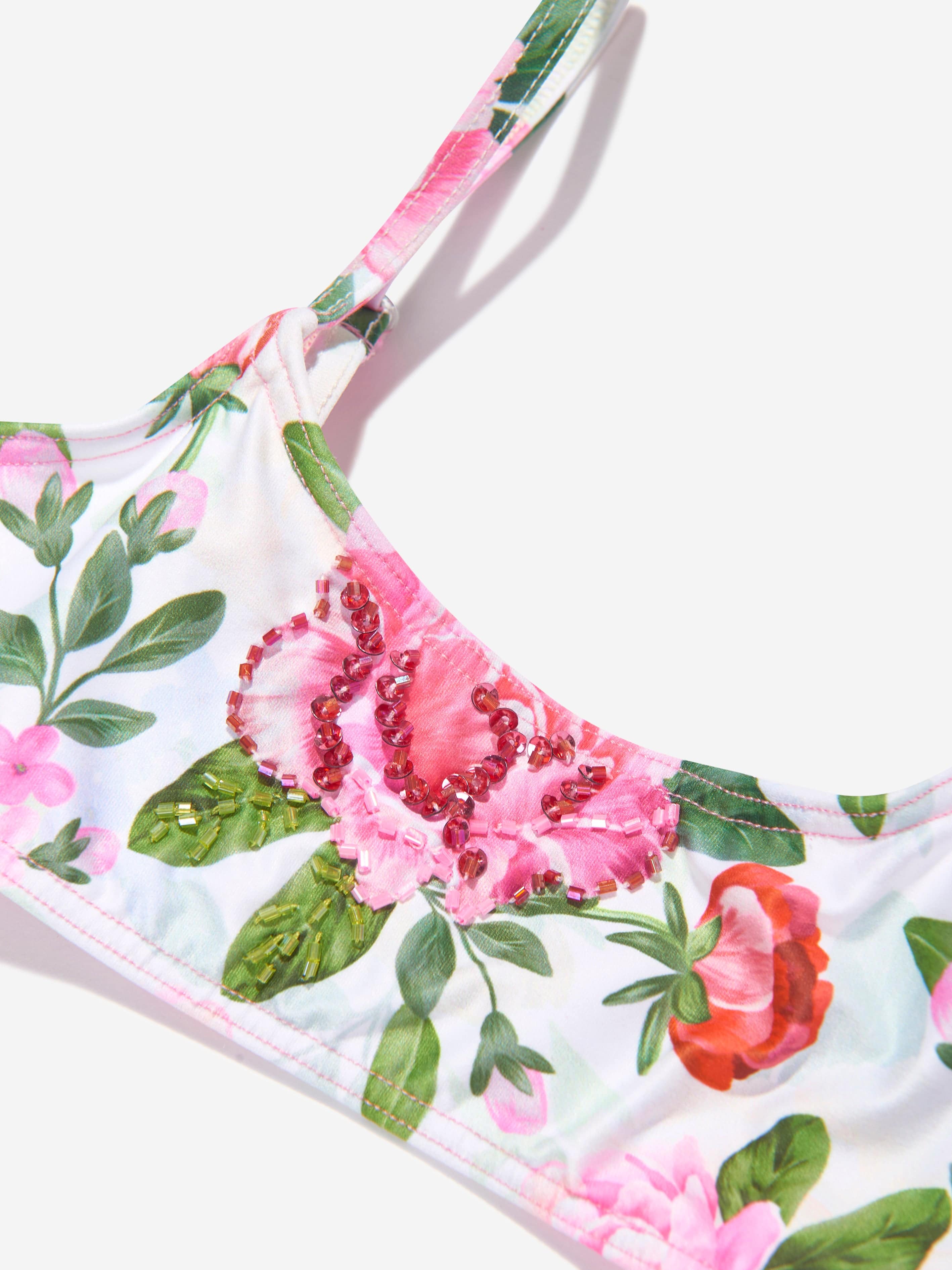 Selini Action Girls Leopard And Floral Bikini in Pink