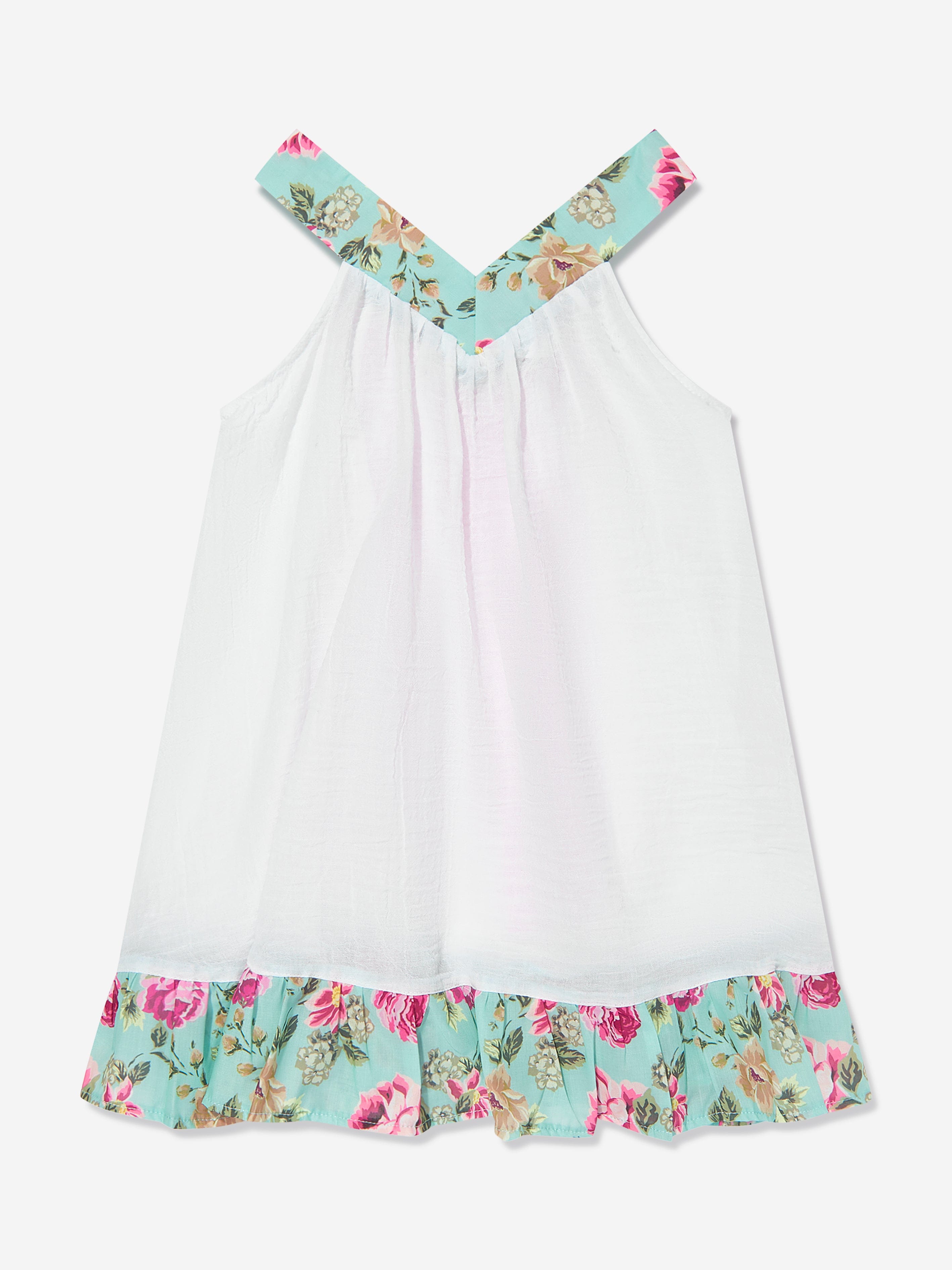 Selini Action Girls Floral Beach Dress in White