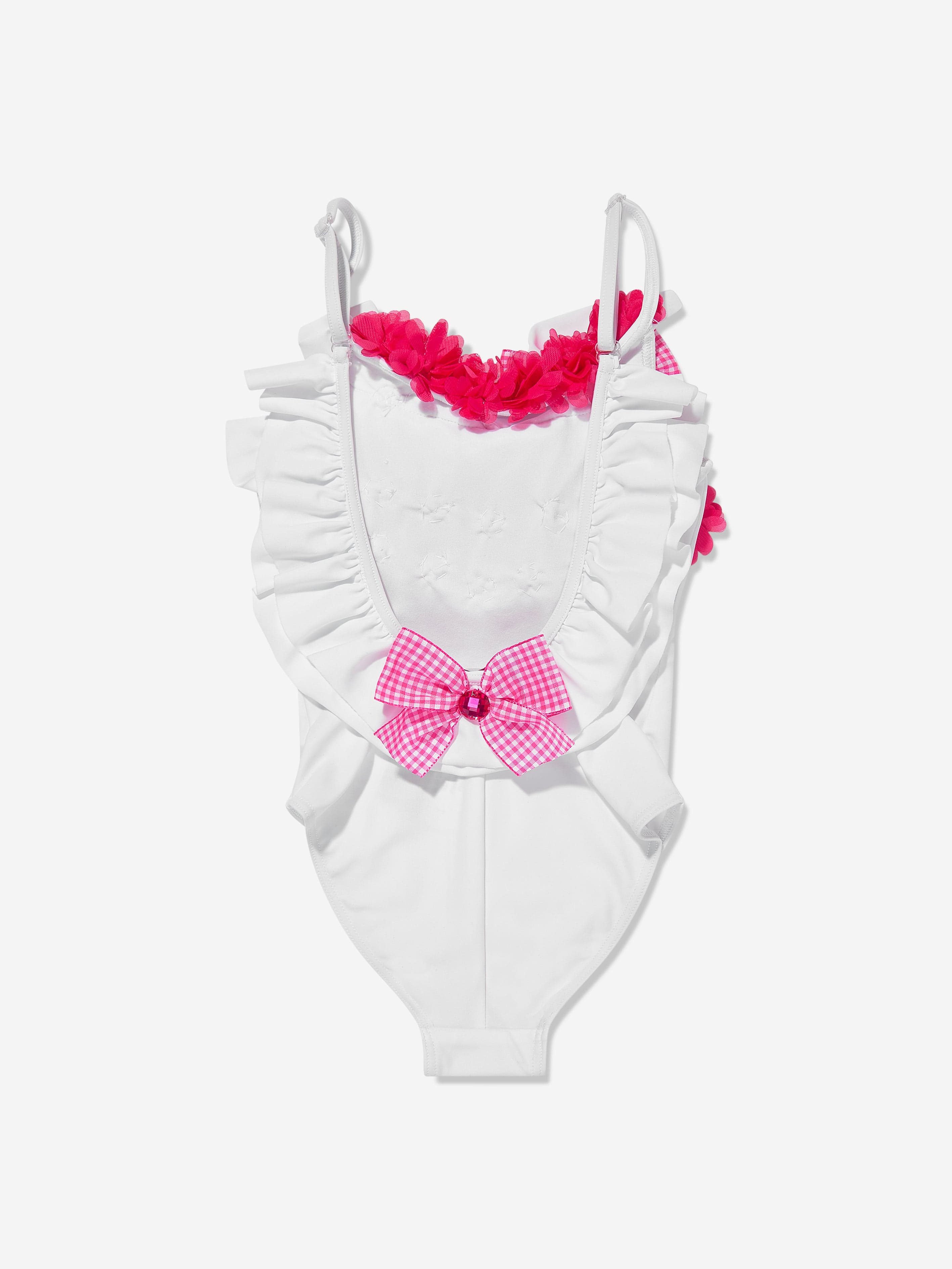 Selini Action Girls Flower and Bow Swimsuit in White