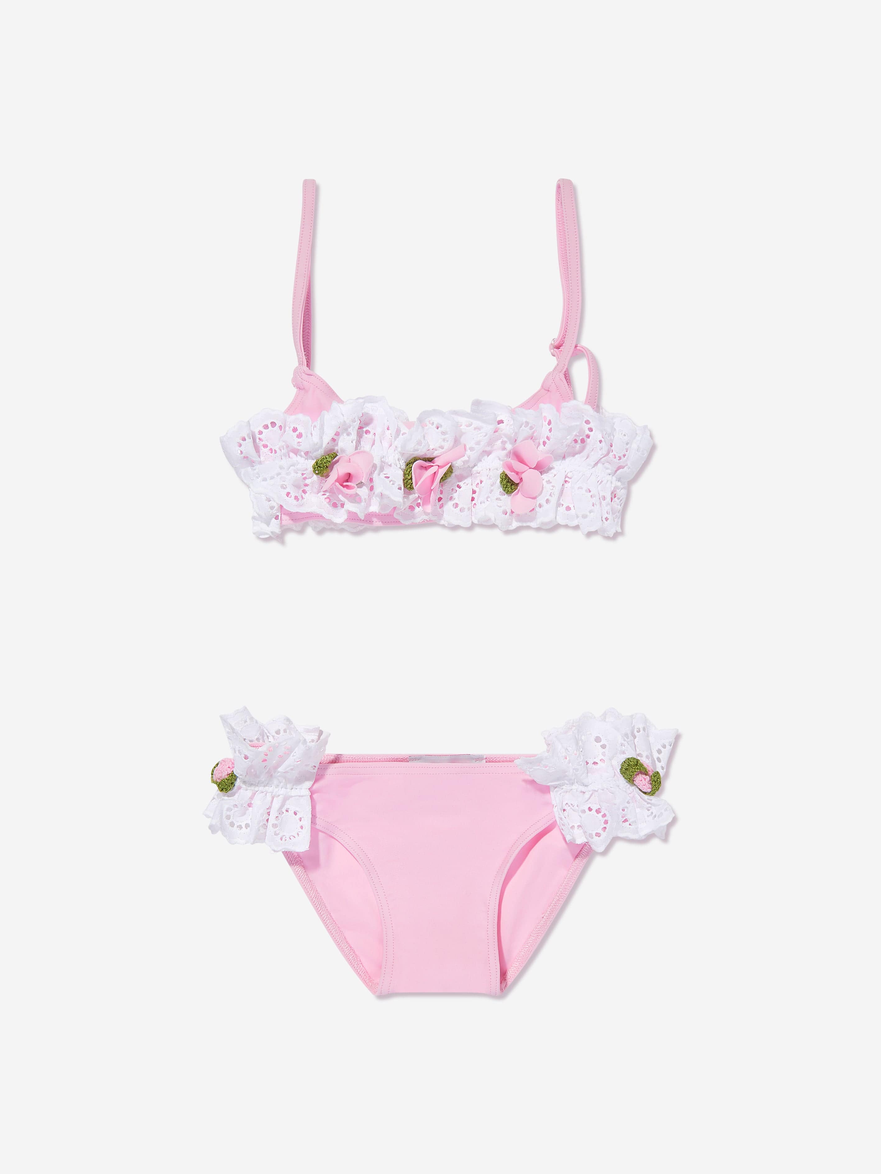 Selini Action Girls Broderie Anglaise Bikini in Pink