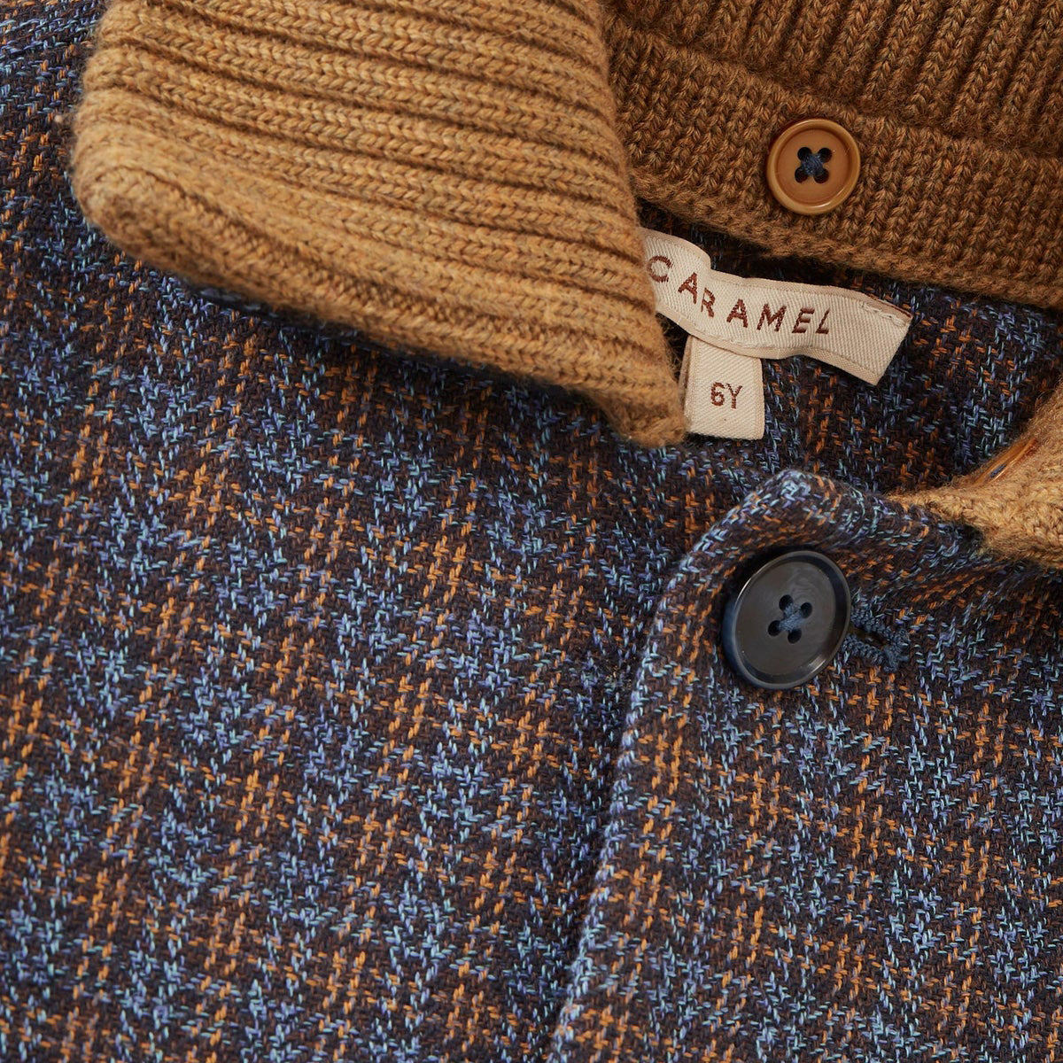 Girls Blue Check Coat