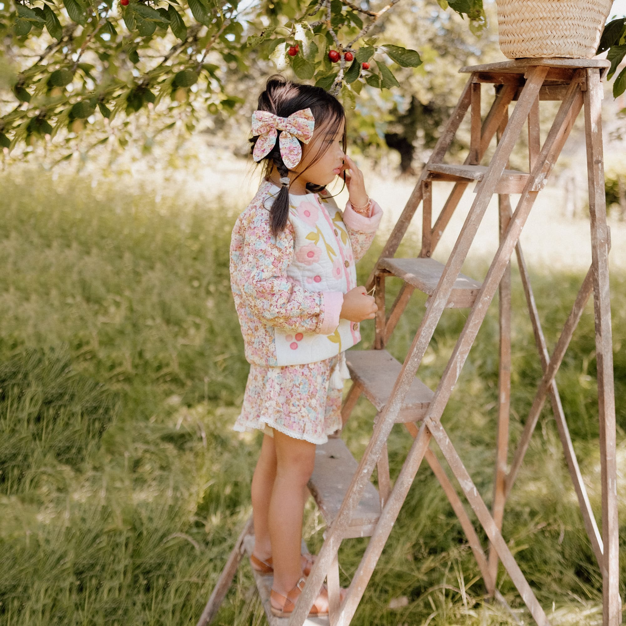 Girls Pink Floral Cotton Shorts