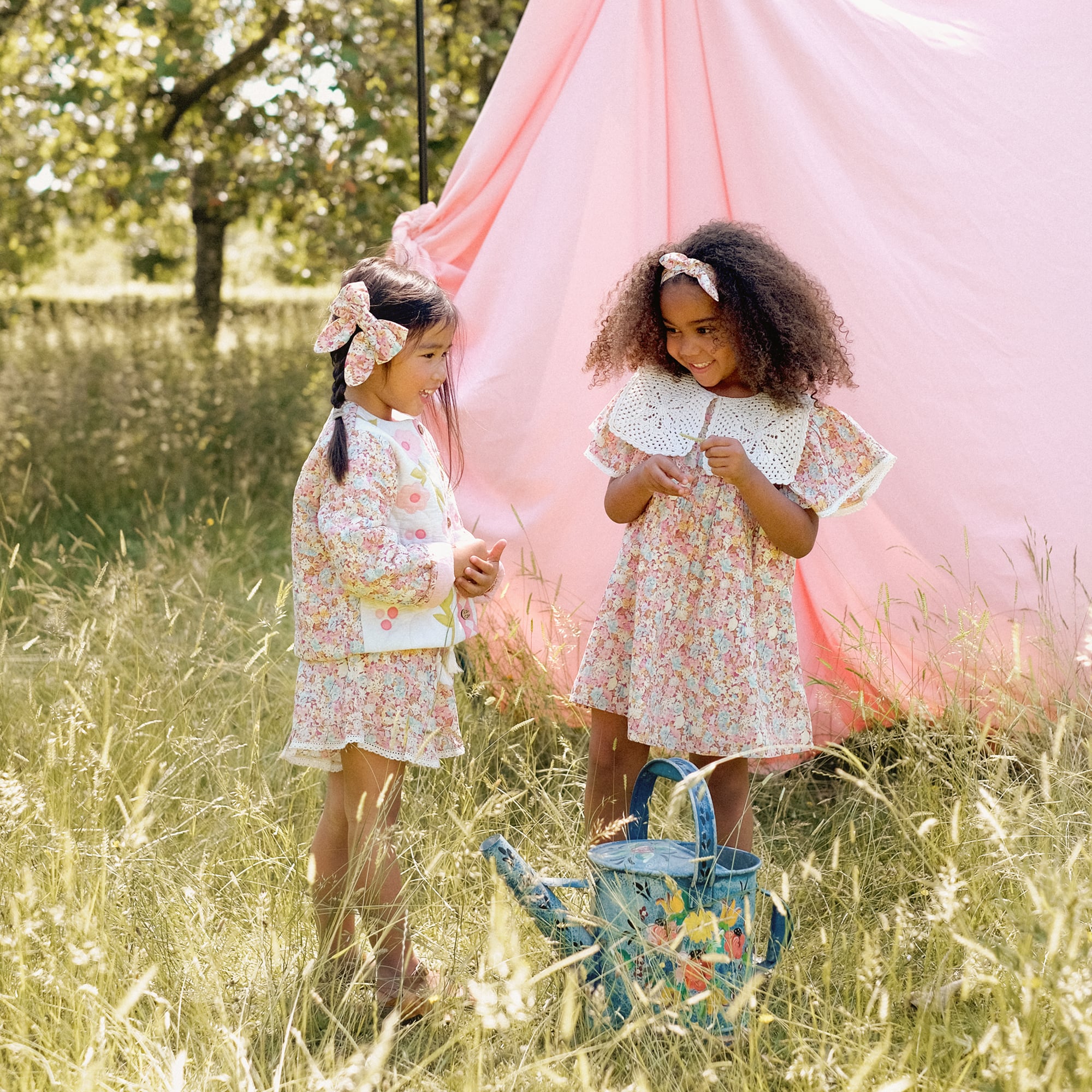 Girls Pink Floral Cotton Shorts