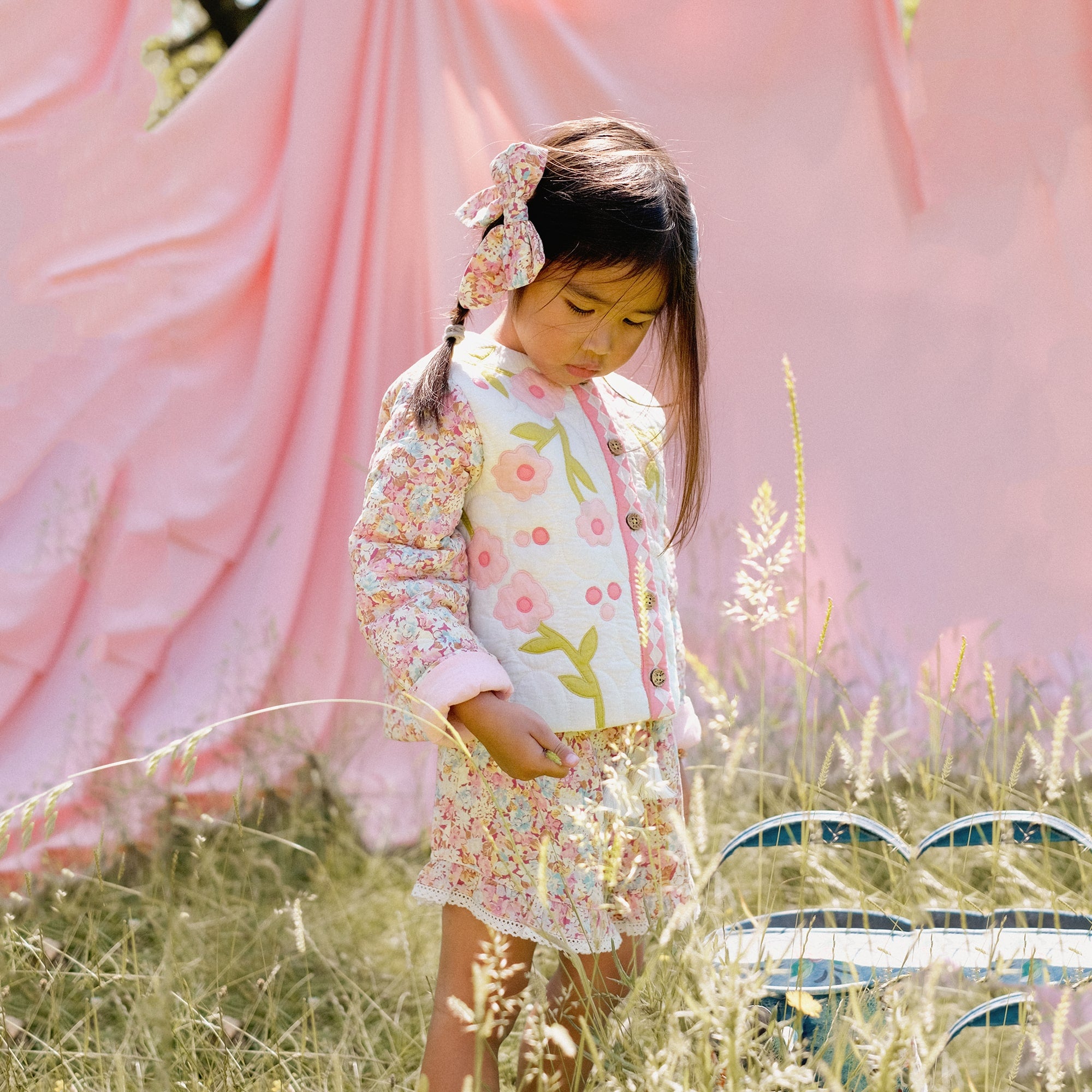 Girls Pink Floral Cotton Shorts