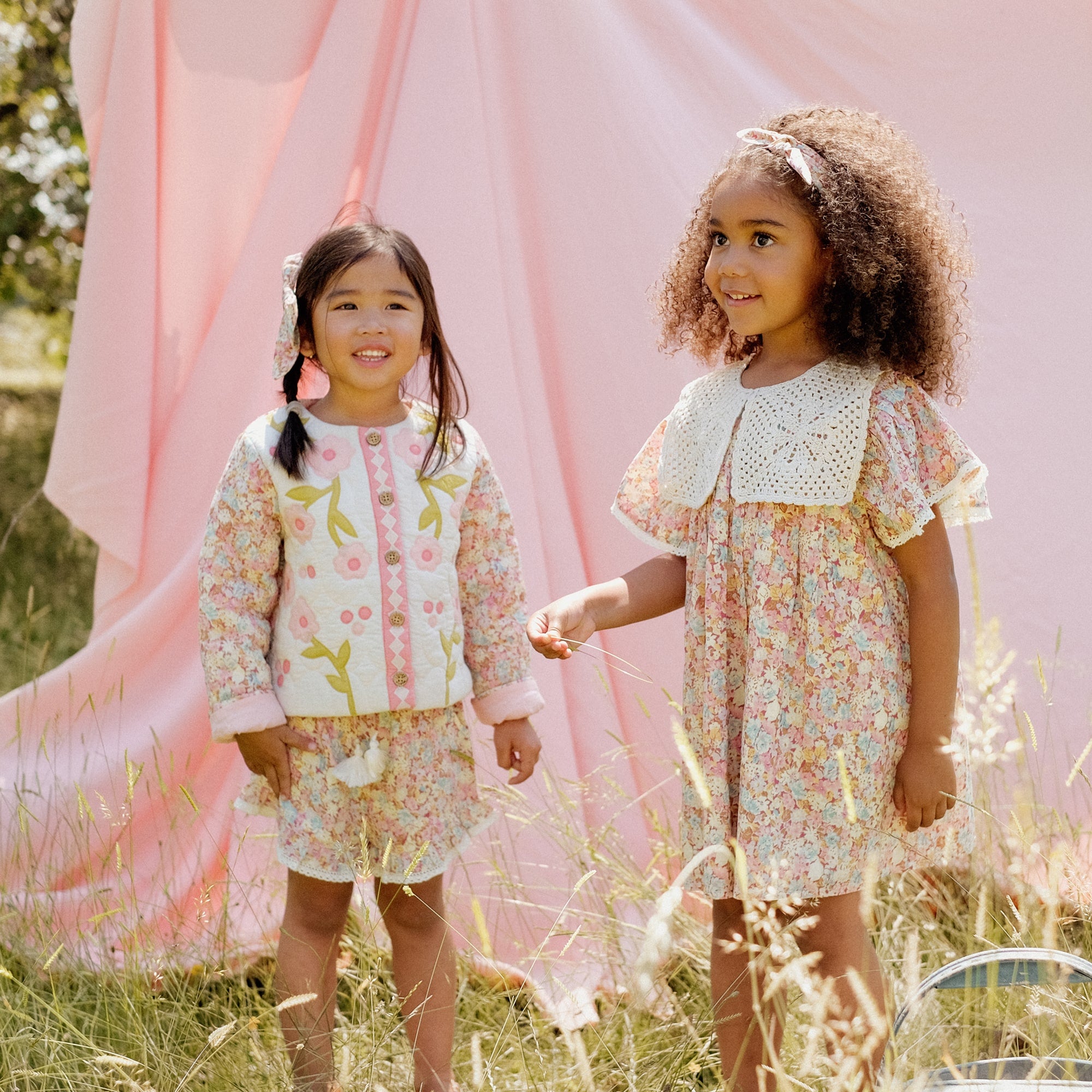 Girls Pink Floral Cotton Shorts