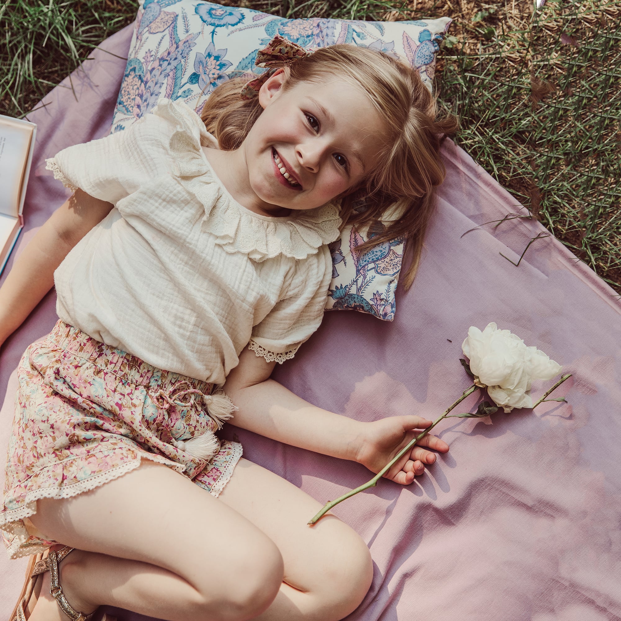 Girls Pink Floral Cotton Shorts