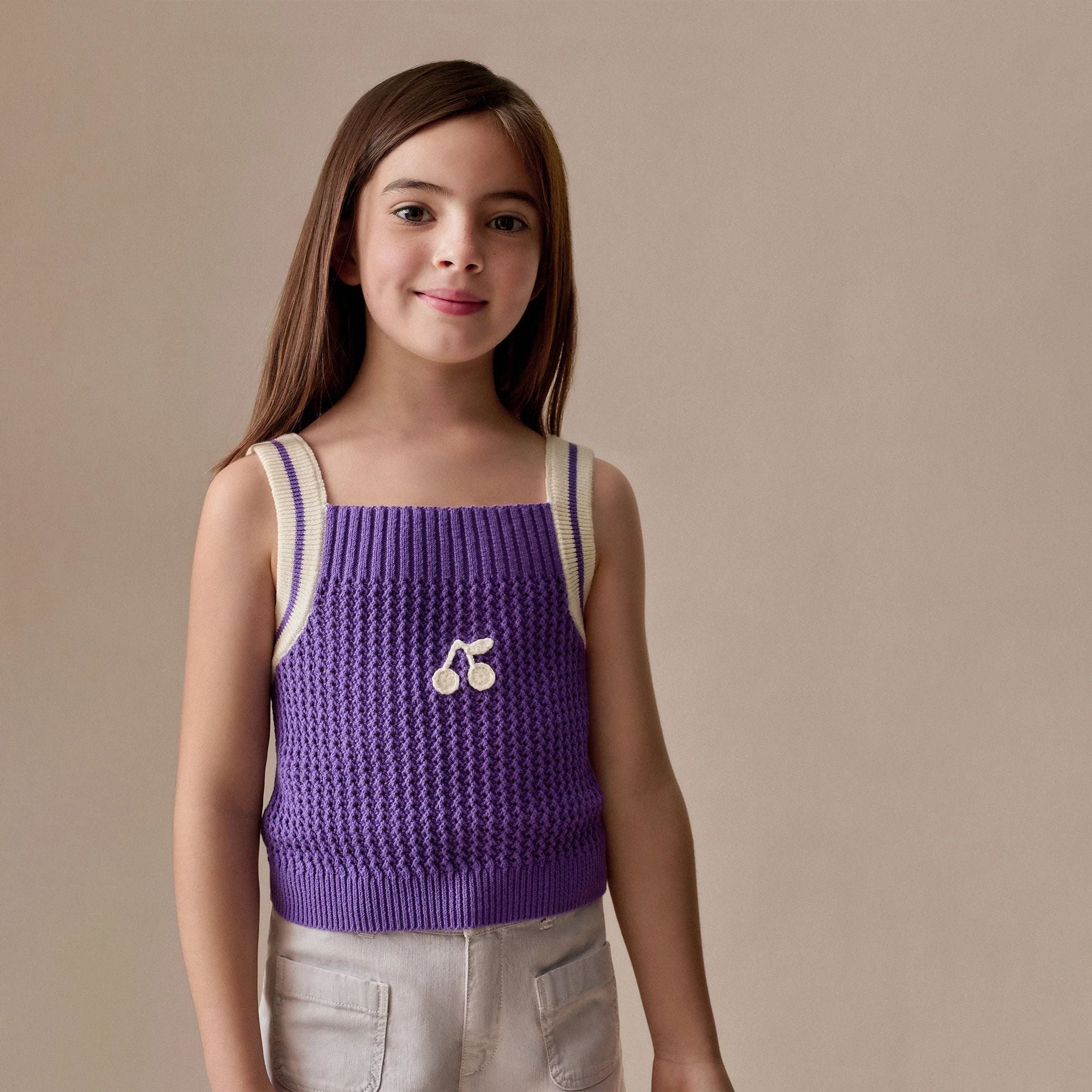 Girls Violet Cotton Knit Vest