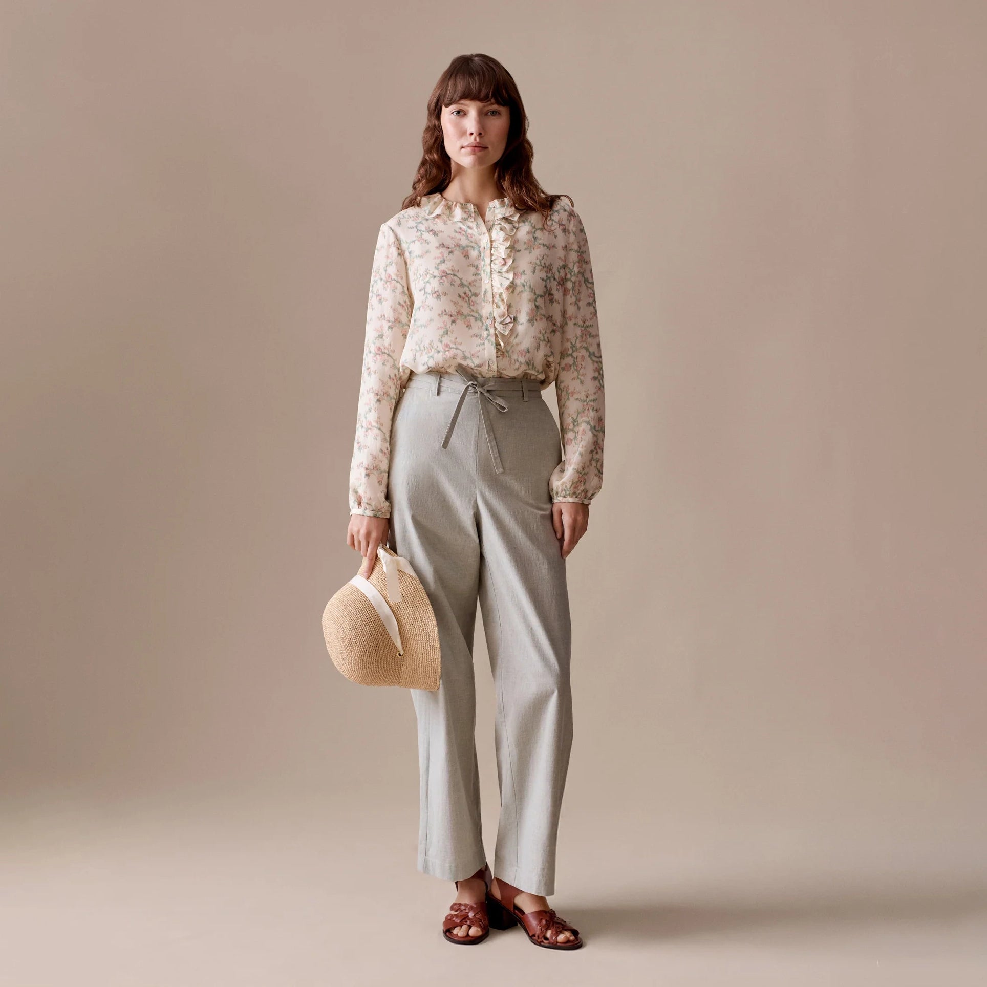 Women Beige Raffia Sun Hat