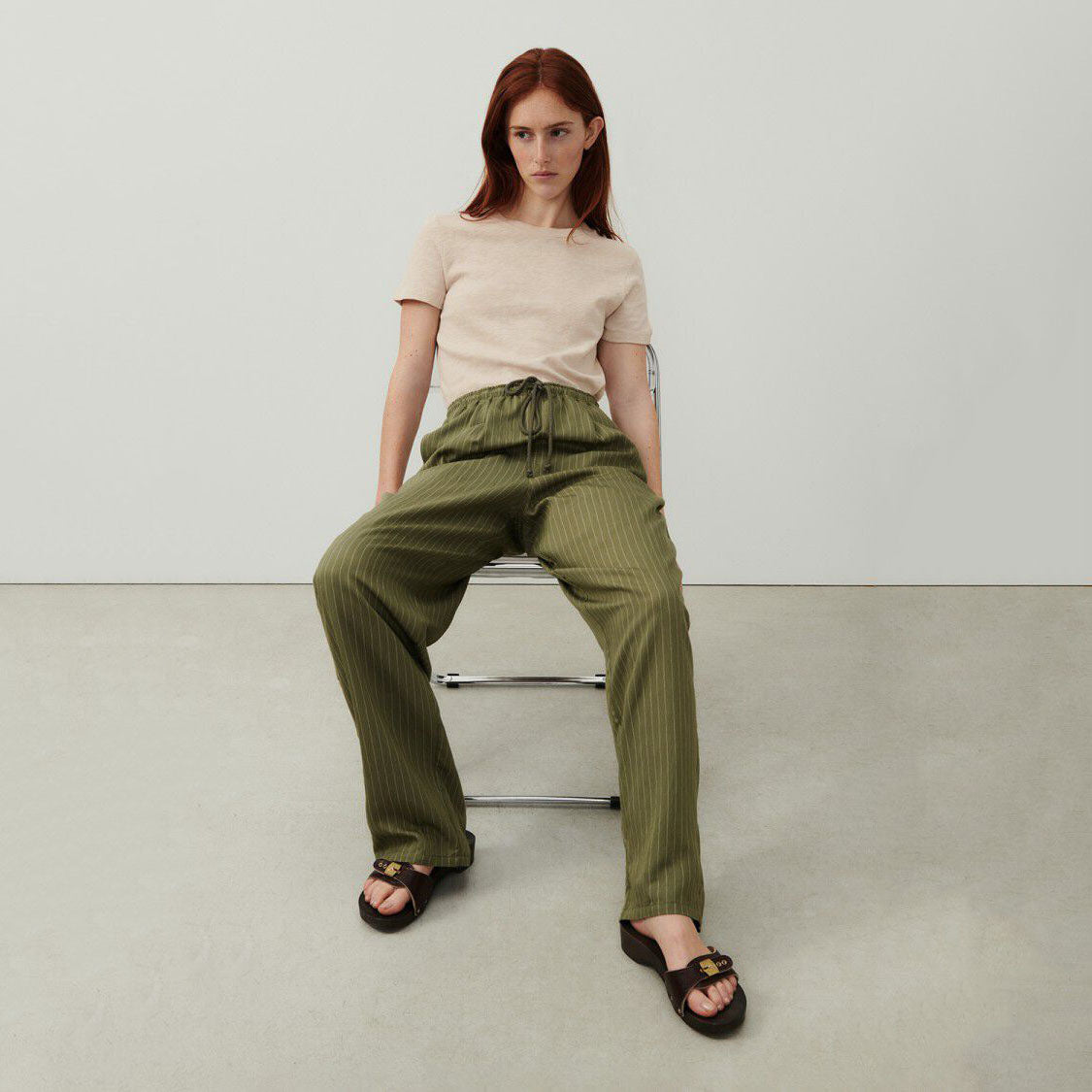 Women Beige Cotton T-Shirt