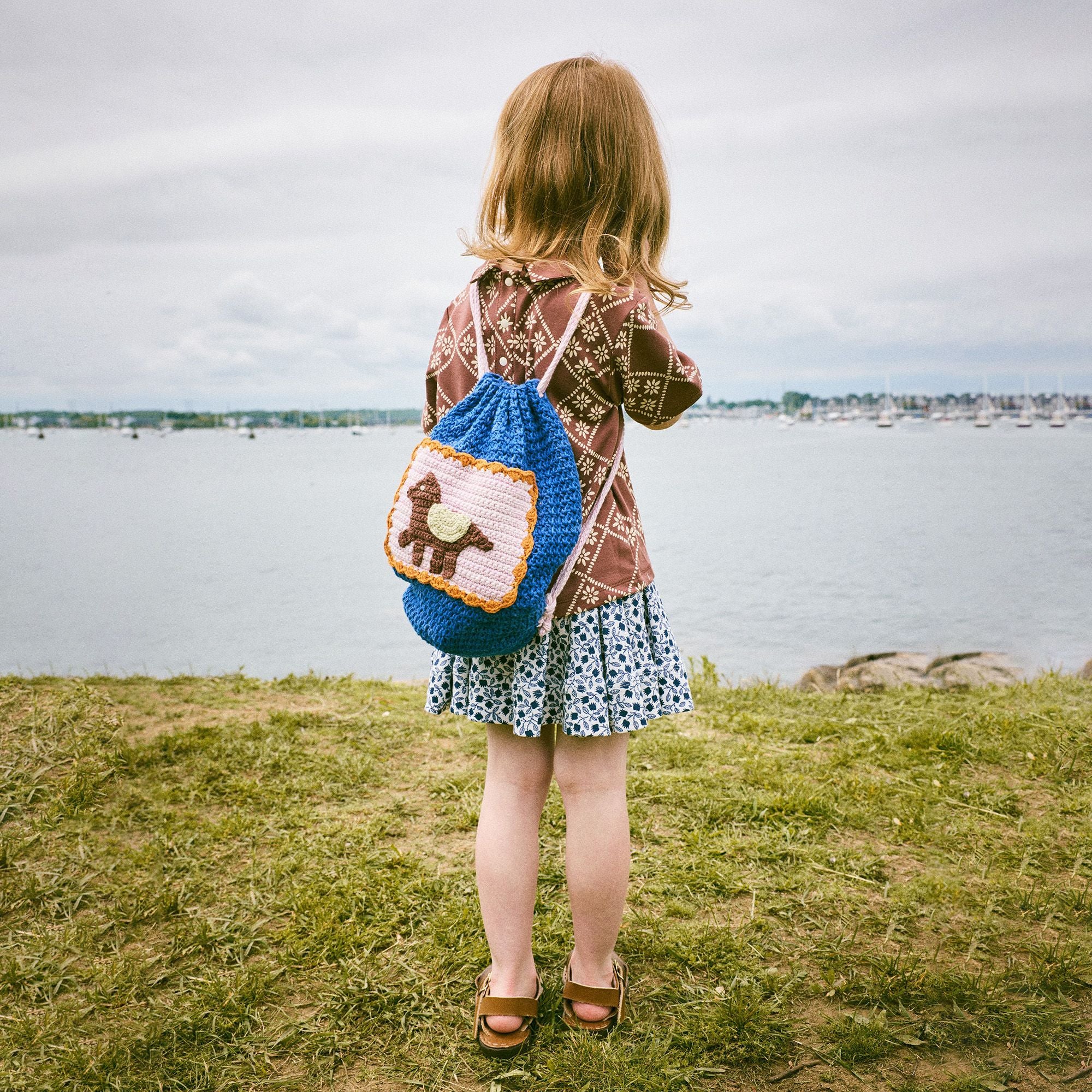 Boys & Girls Blue Horse Drawstring Bag