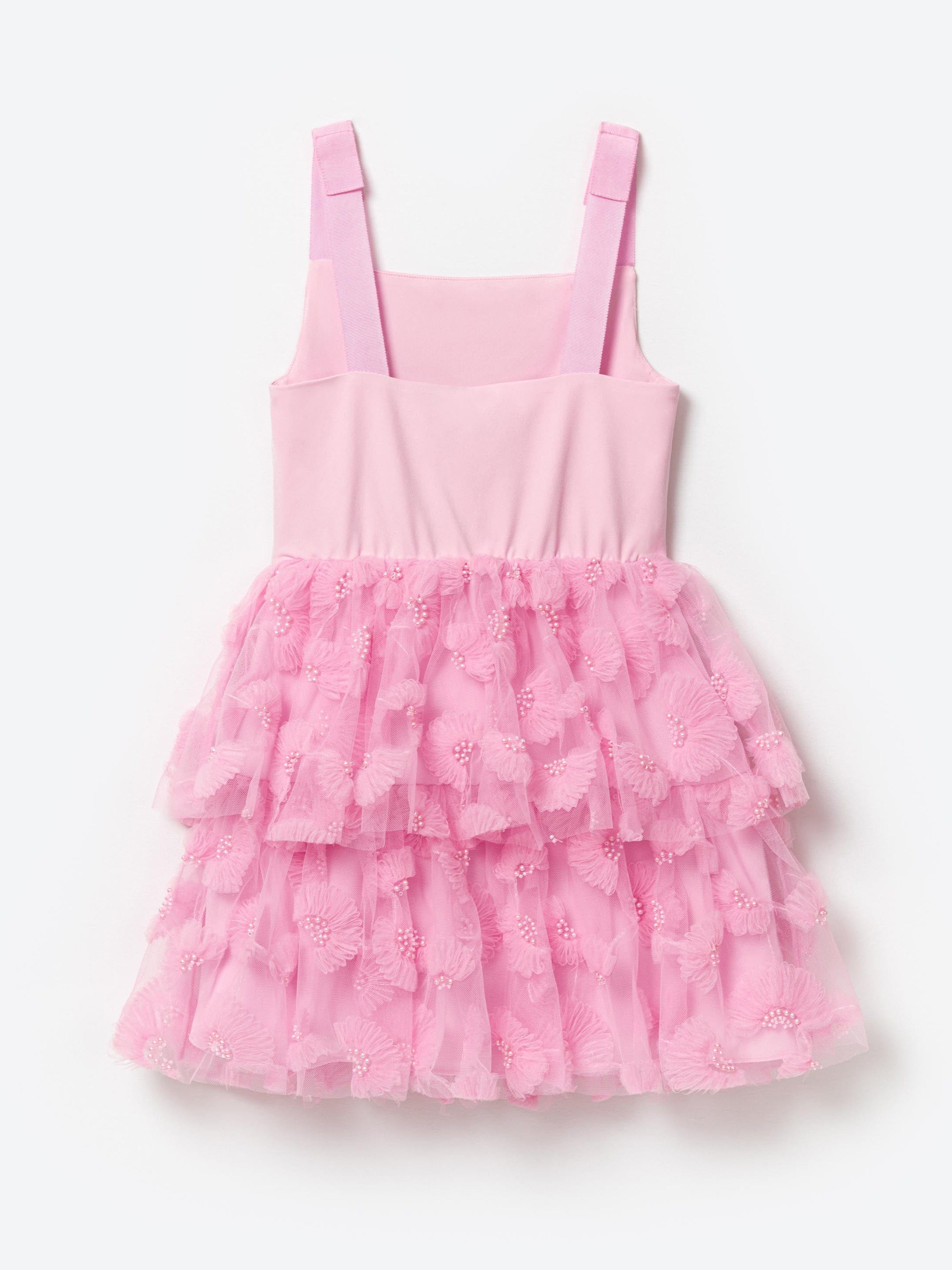 Self Portrait Girls Jersey and Tulle Dress in Pink