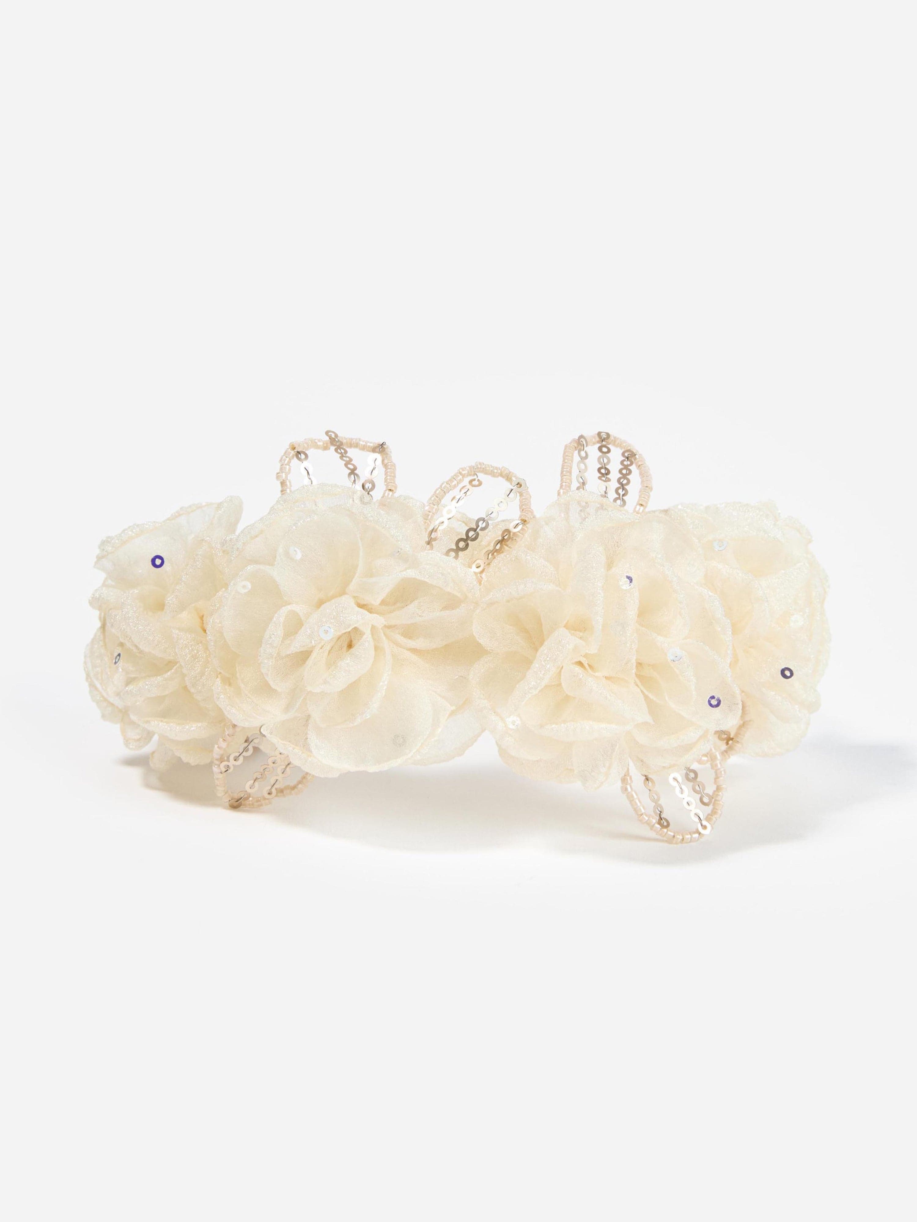 Girls Sequin Tulle Headband in Ivory
