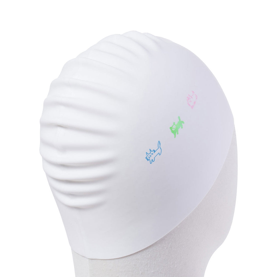 Adult White Printed Silicone Swim Cap