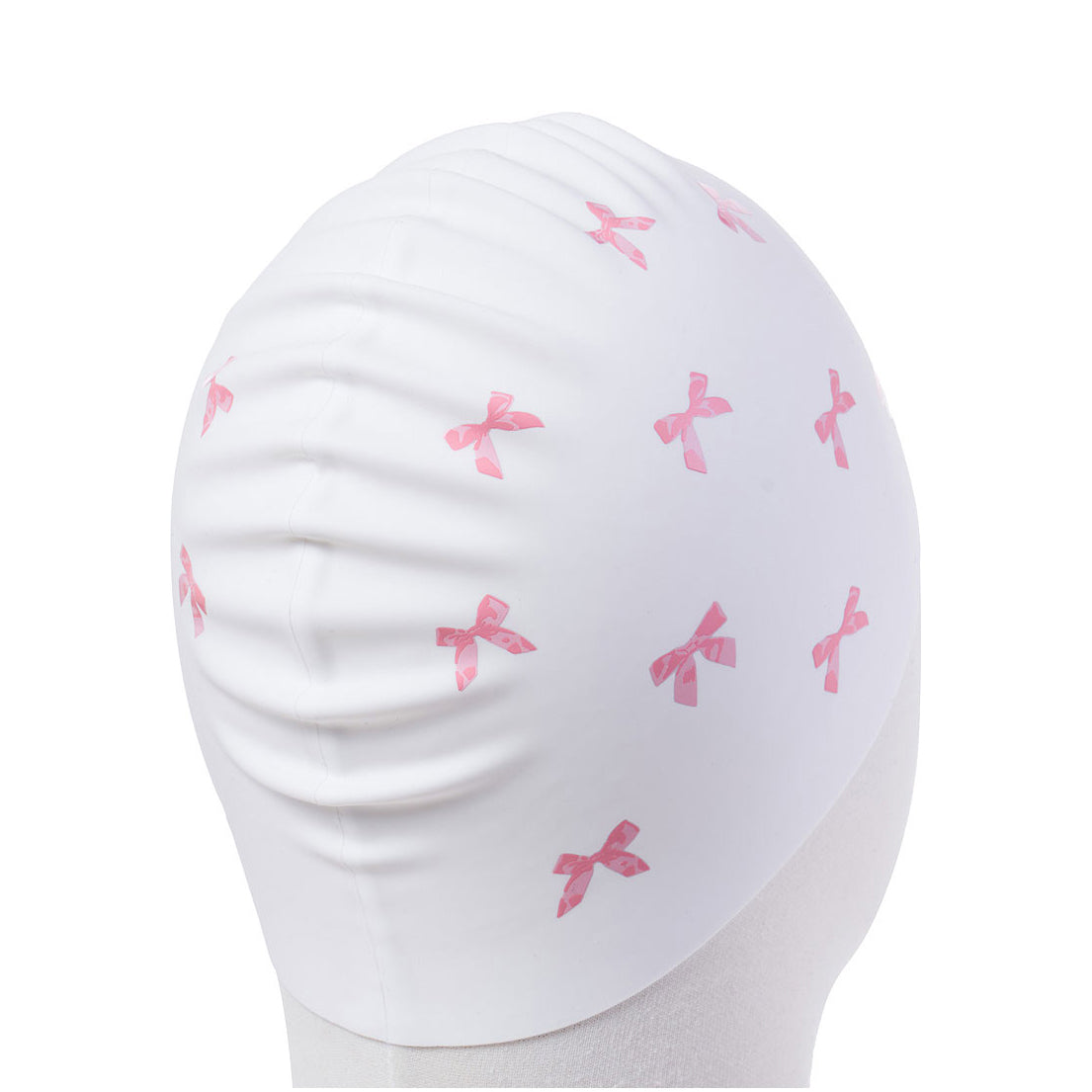 Adult White Bow Silicone Swim Cap