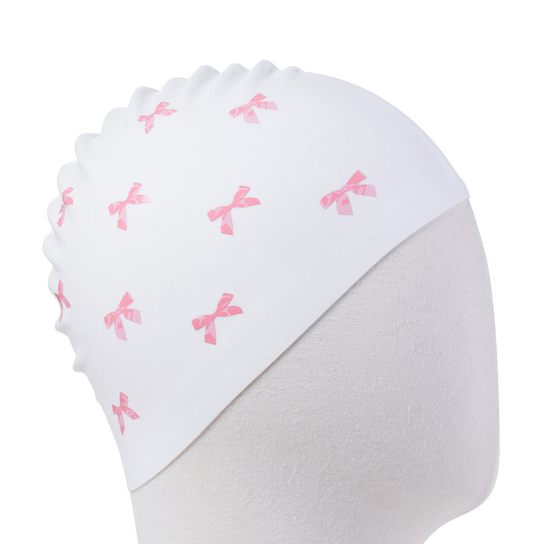 Adult White Bow Silicone Swim Cap