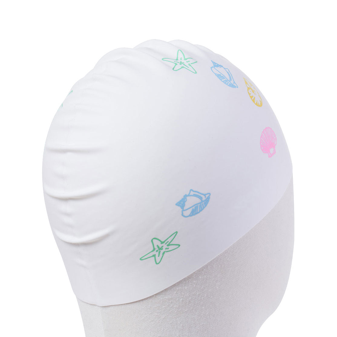 Adult White Printed Silicone Swim Cap
