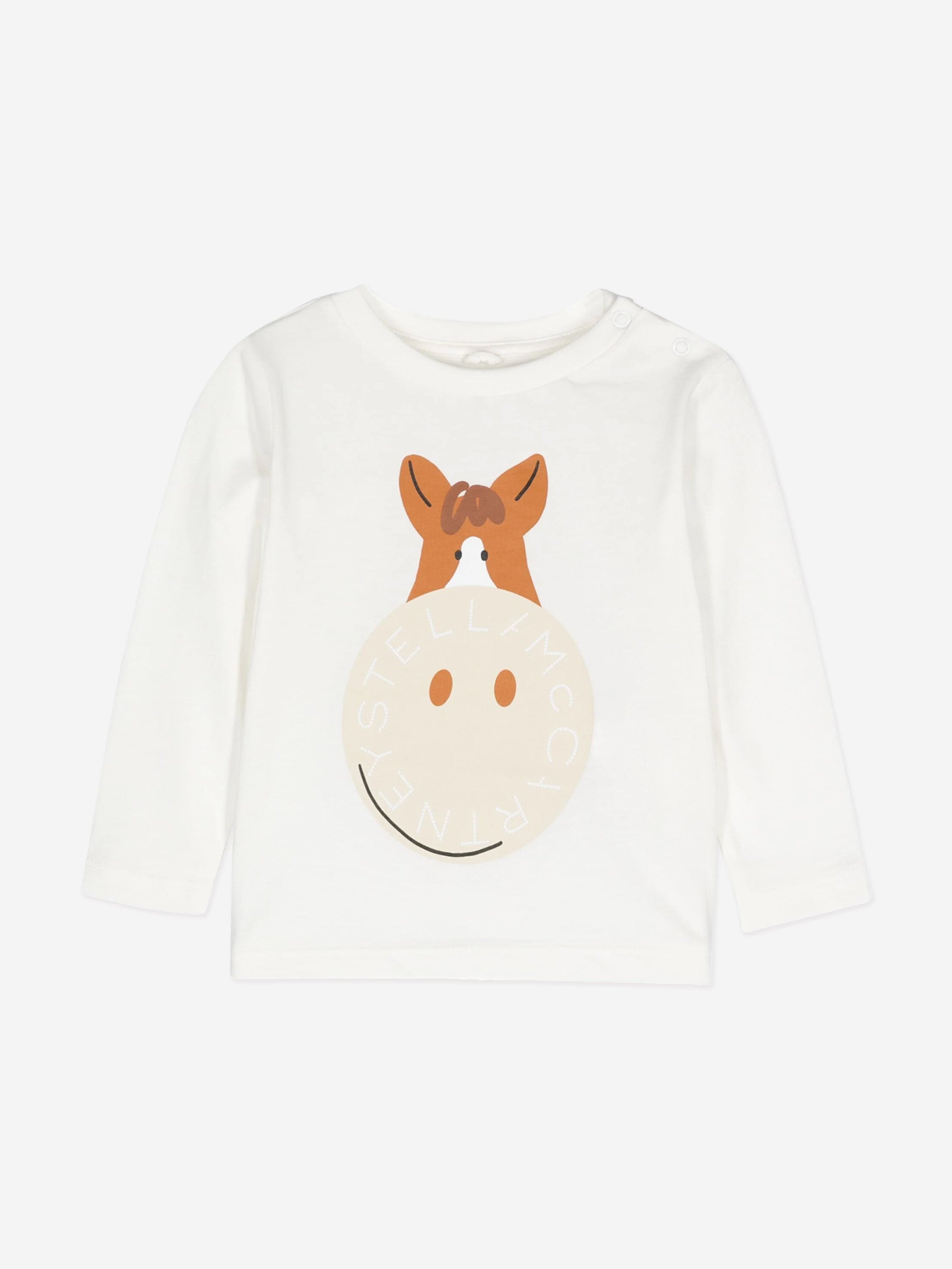 Stella McCartney Baby Horse Logo T-Shirt in Ivory