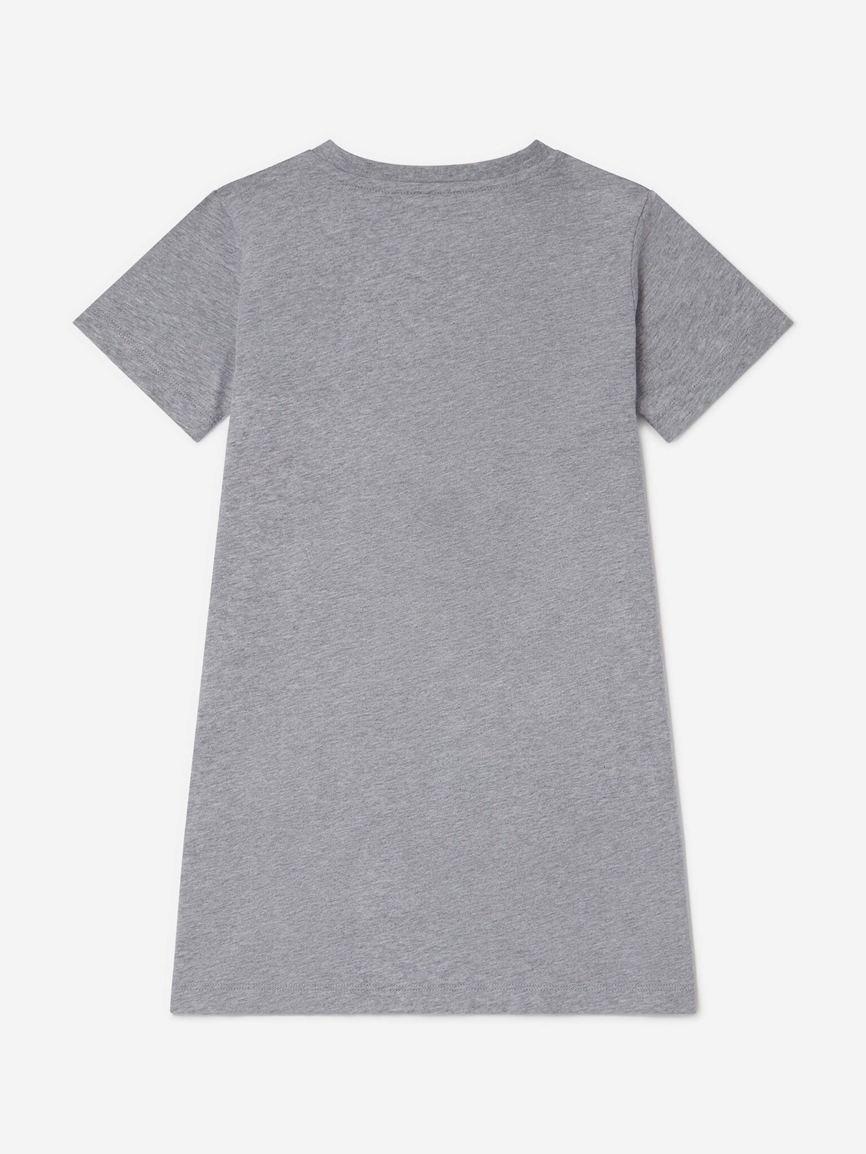 Girls Fringed Star Jersey Dress in Grey