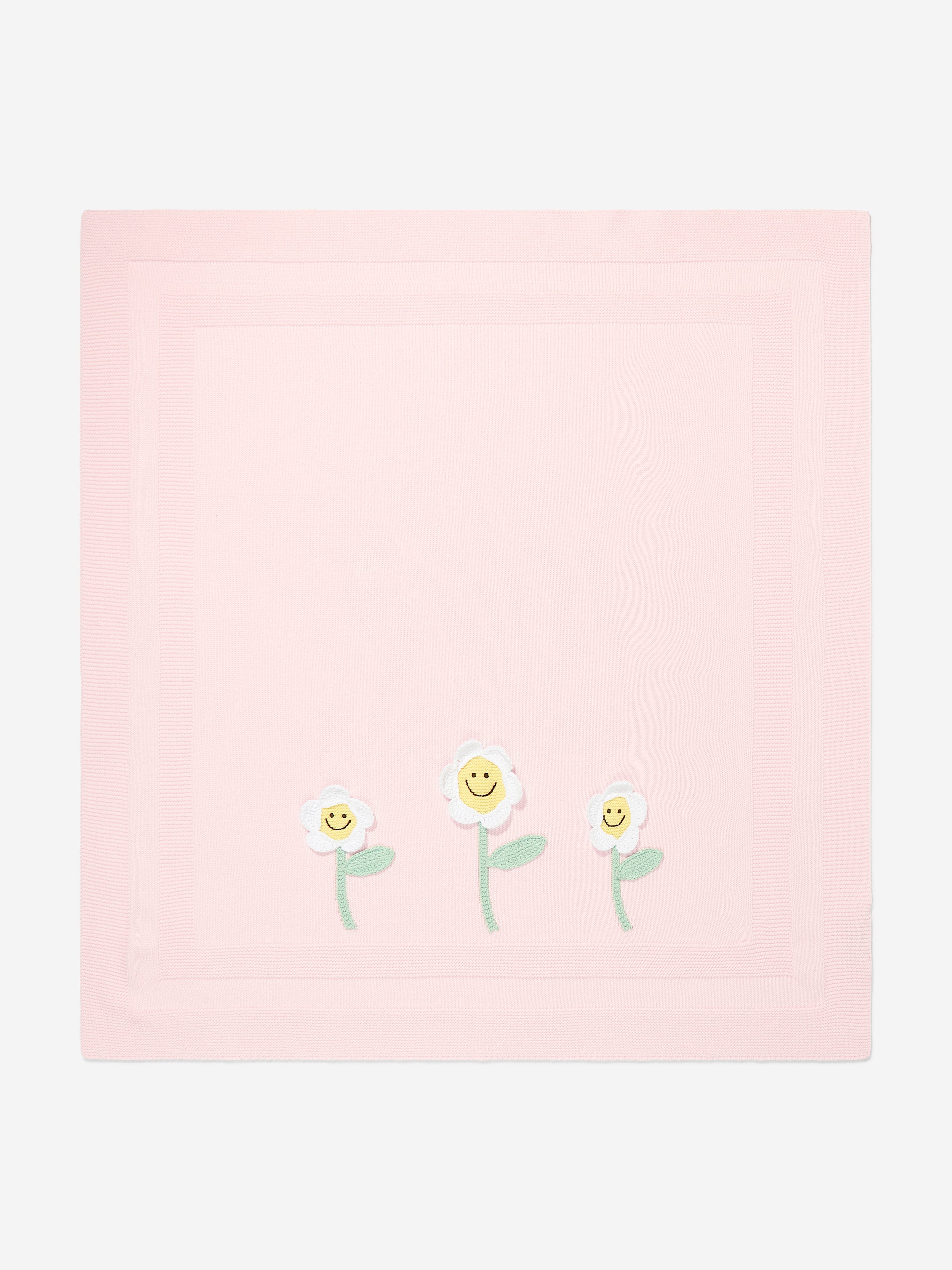 Baby Girls Cotton Daisy Blanket in Pink (73cm)