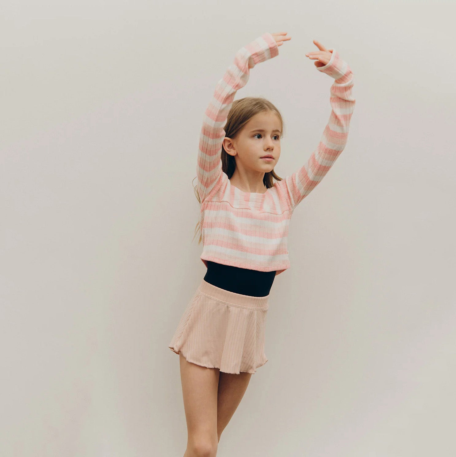 Girls Pink Stripes Ballet Top