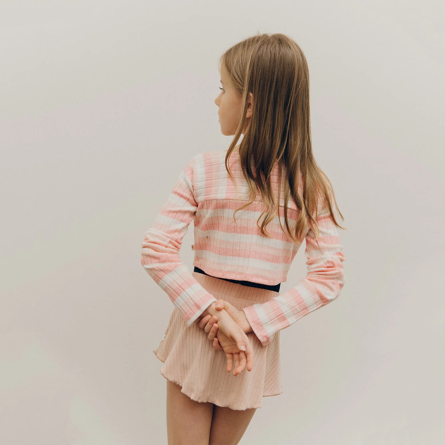 Girls Pink Stripes Ballet Top