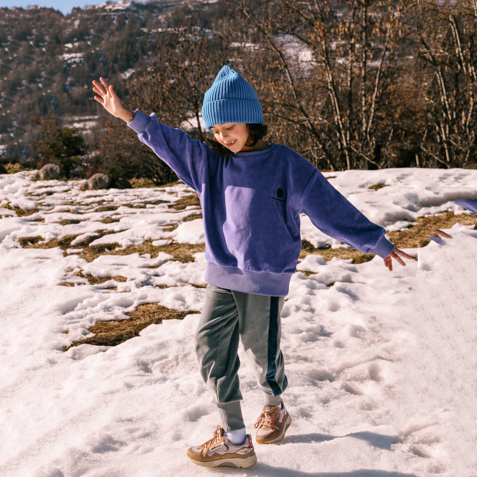 Boys & Girls Purple Velvet Sweatshirt