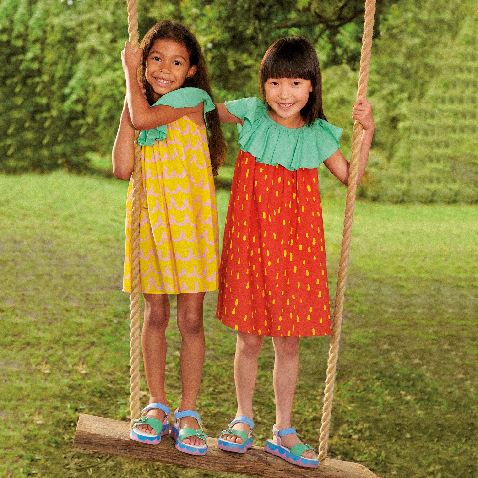 Girls Yellow Ruffled Cotton Dress